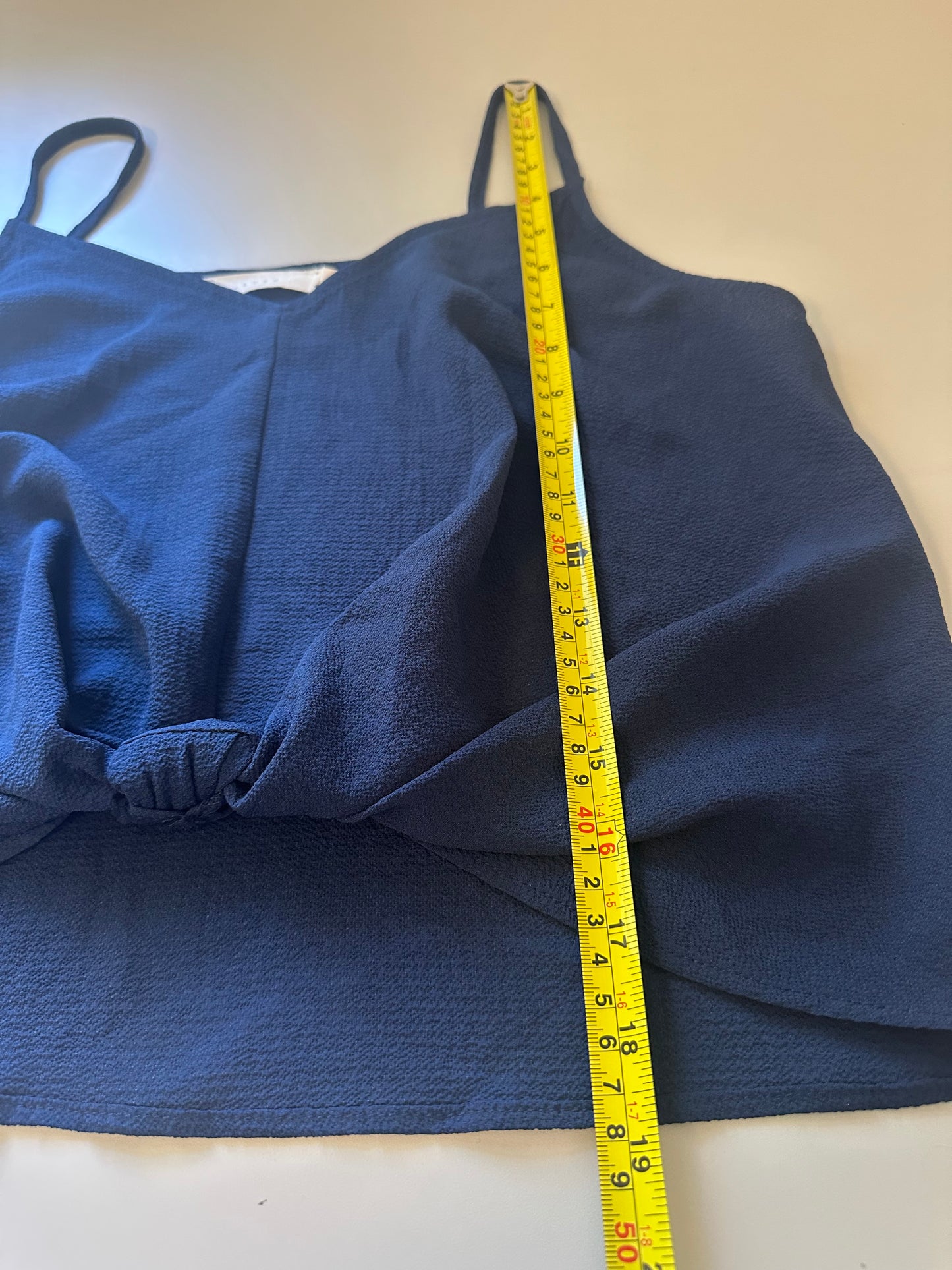 Lush Navy Blue Spaghetti Strap Camisole with Knot Detail | Size Small