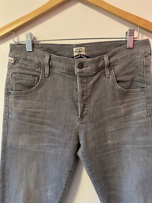 Citizens Of Humanity Emerson Slim Boyfriend Distressed Gray Skinny Jeans