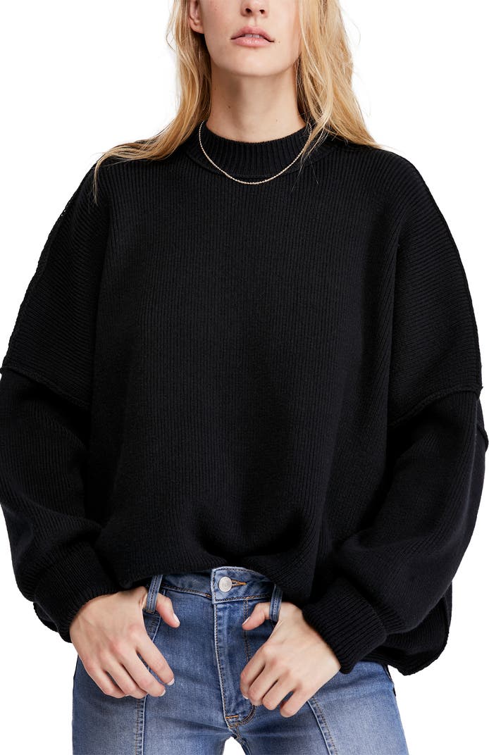 Free People Easy Street Tunic Sweater in Black | Size Small