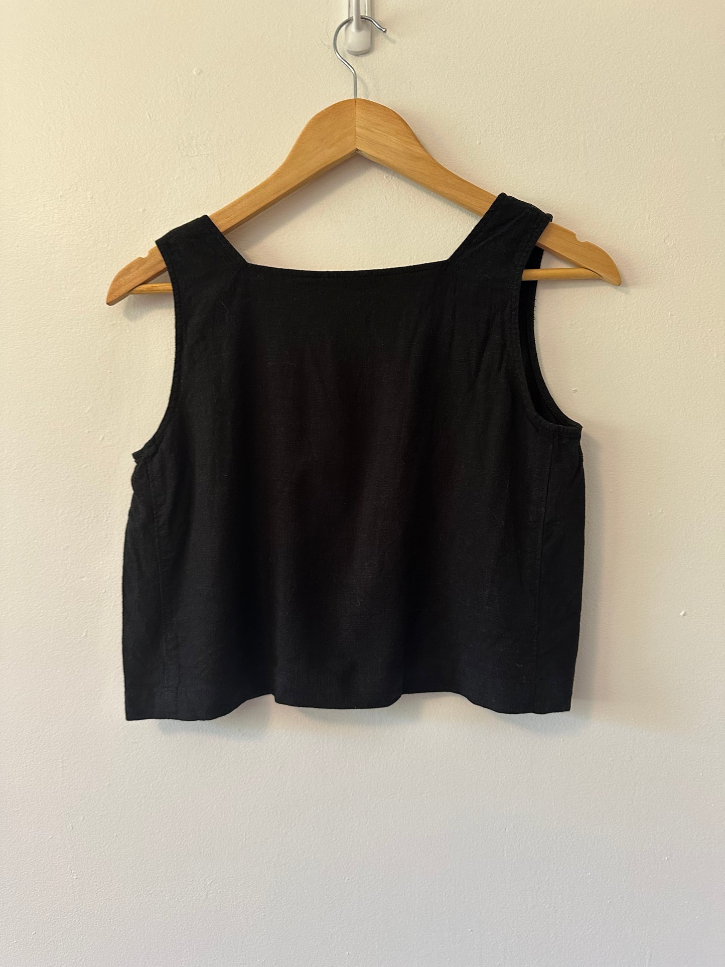 Ann Taylor Black Linen Blend Cropped Tank Top | Size XS