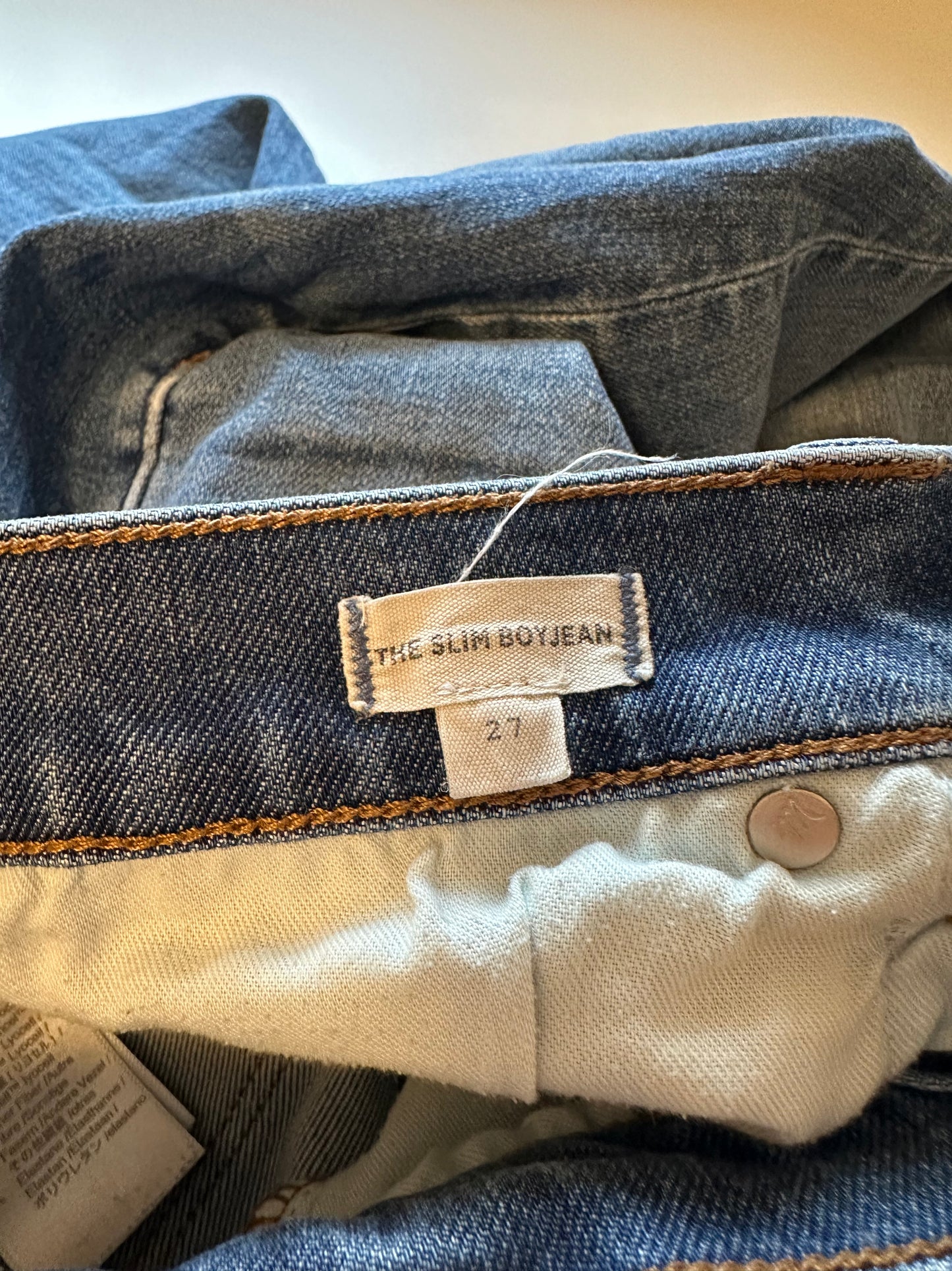 Madewell The Slim Boy High Rise Stretch Jeans in Classic Blue | Size 27