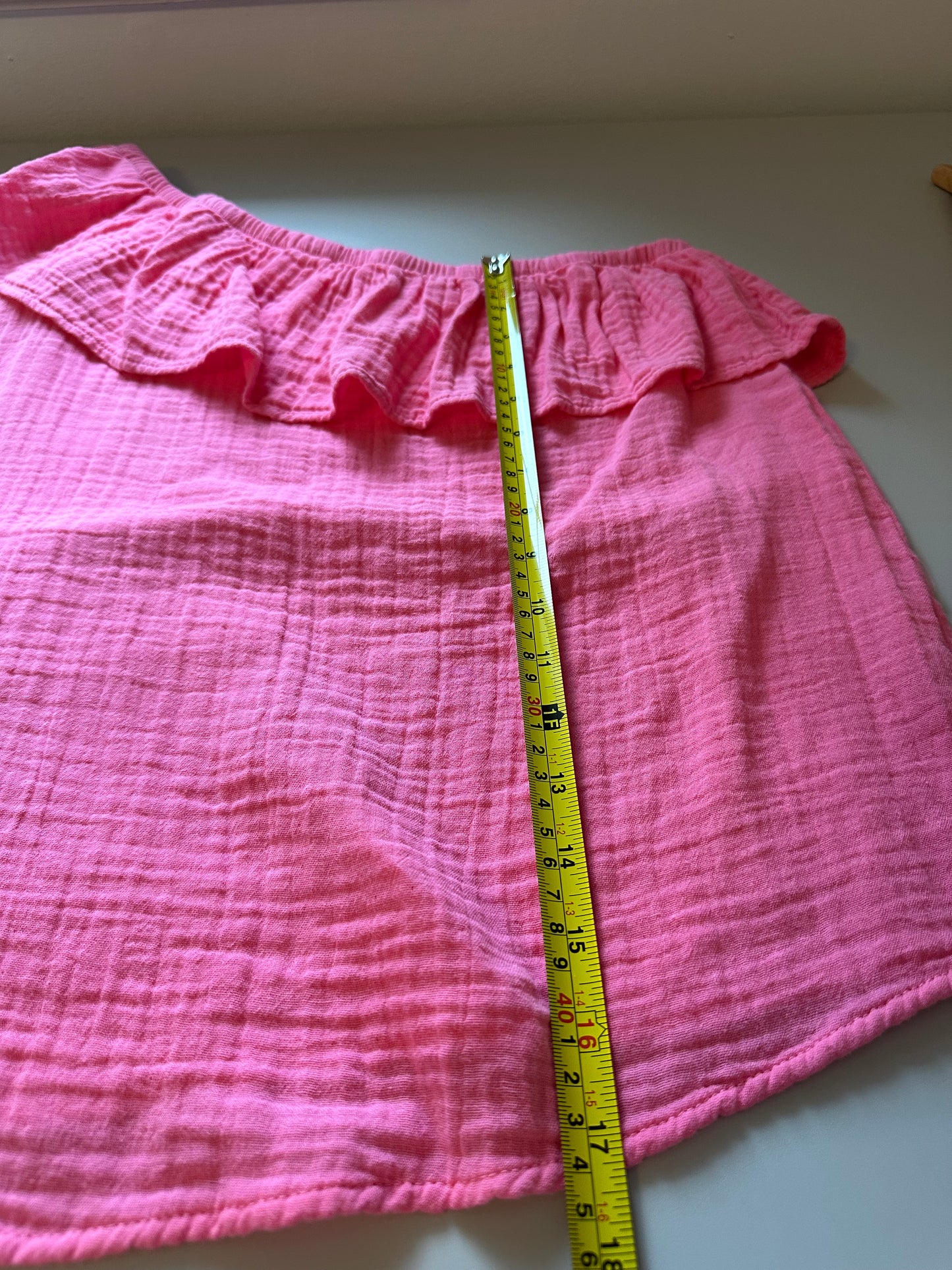 Stark X - Pink One-Shoulder Ruffle Gauze Cotton Blouse | Size Small