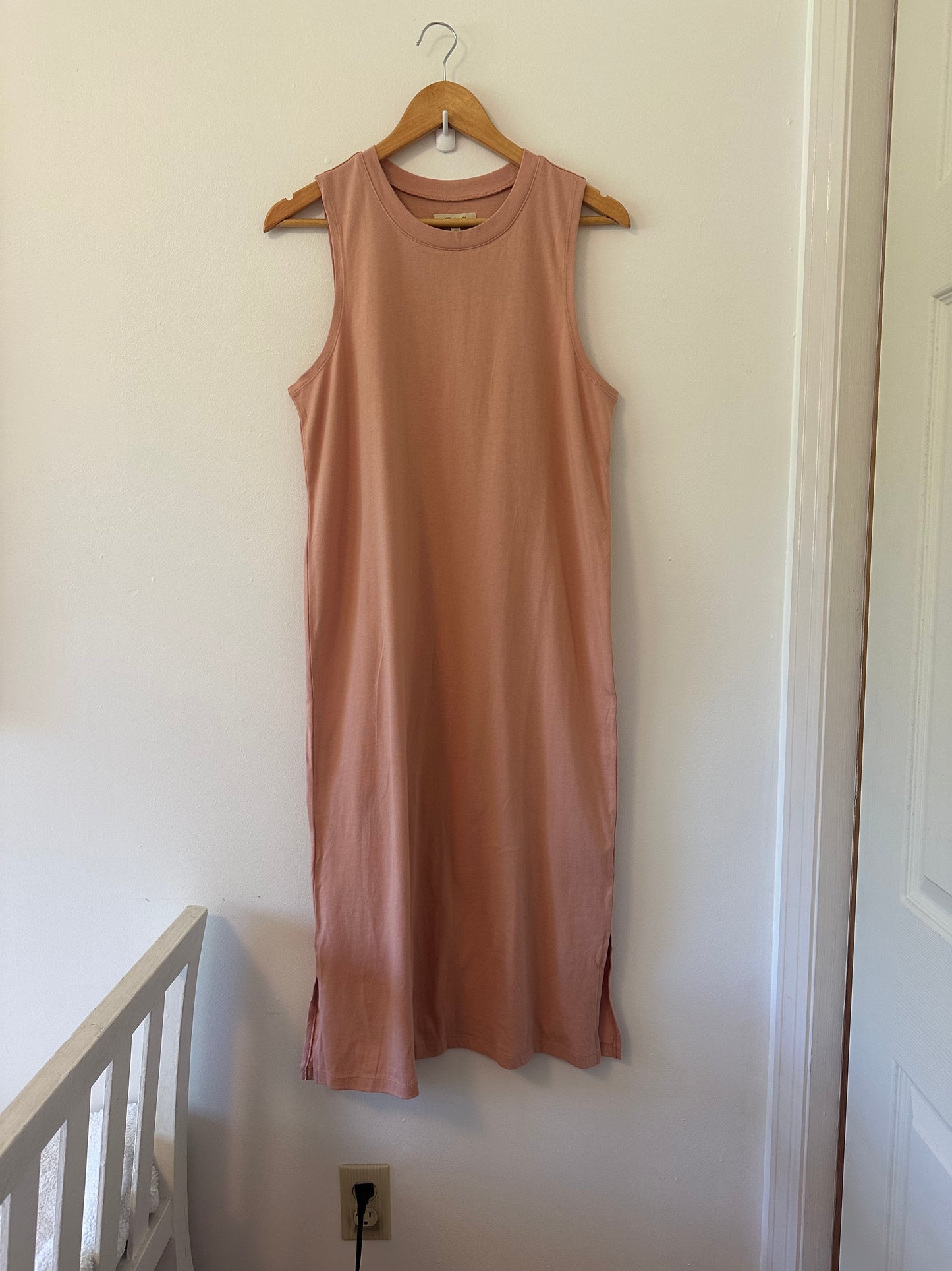 Madewell Crewneck Tank Cotton Midi Dress in Antique Coral Brown Size Medium
