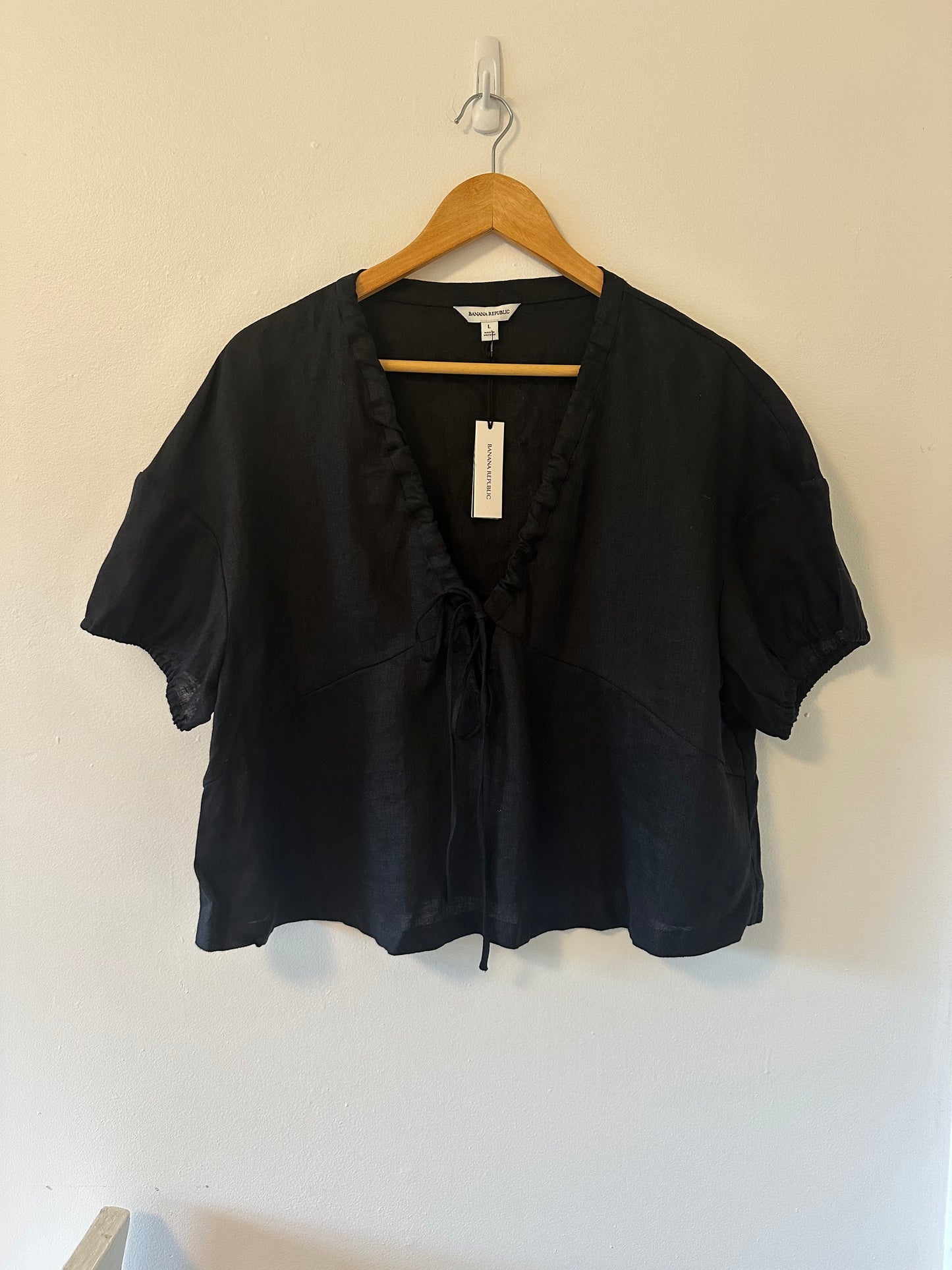 Banana Republic Linen Tie Front Blouse Size Large
