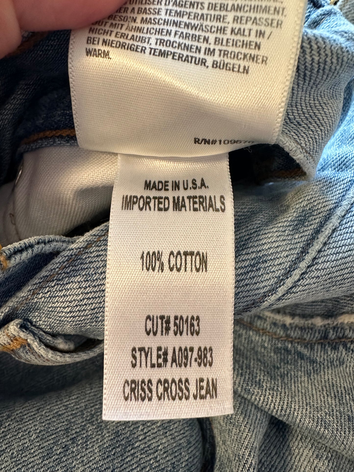 Agolde Light Blue Criss Cross Straight Leg Jeans | Size 23