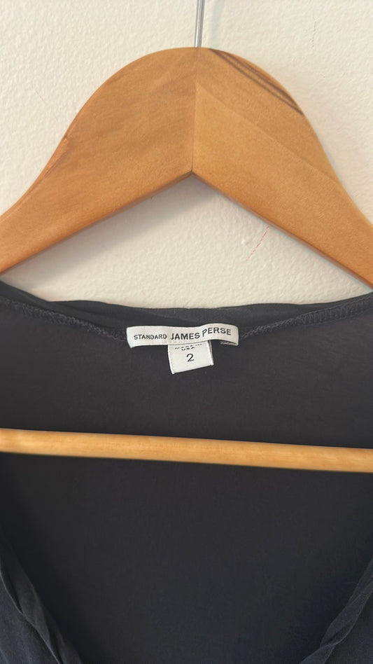 James Perse Black Twist V-Neck Women's T-Shirt - Size 2