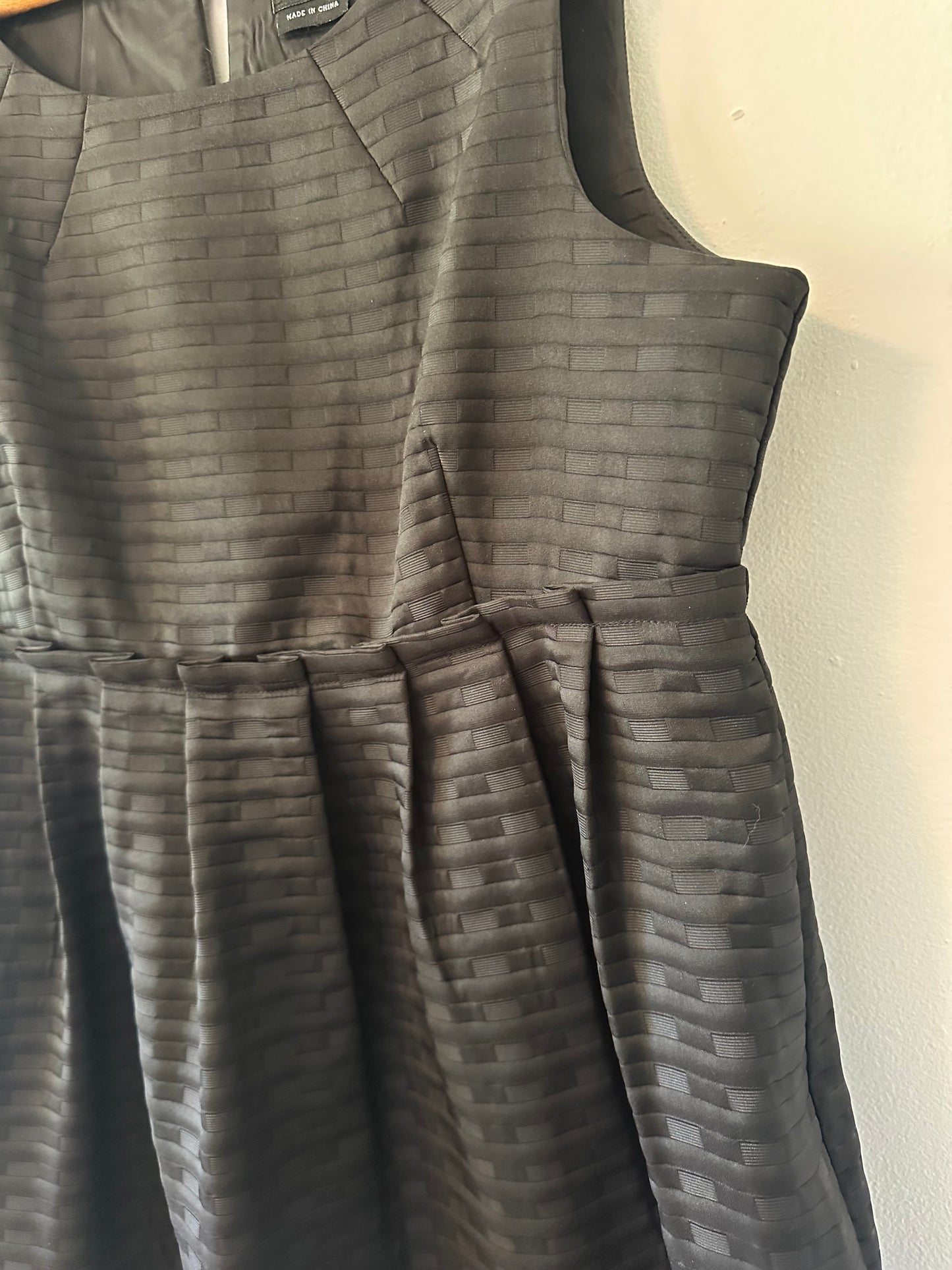 Max & Cleo Black Textured Mini Babydoll Dress