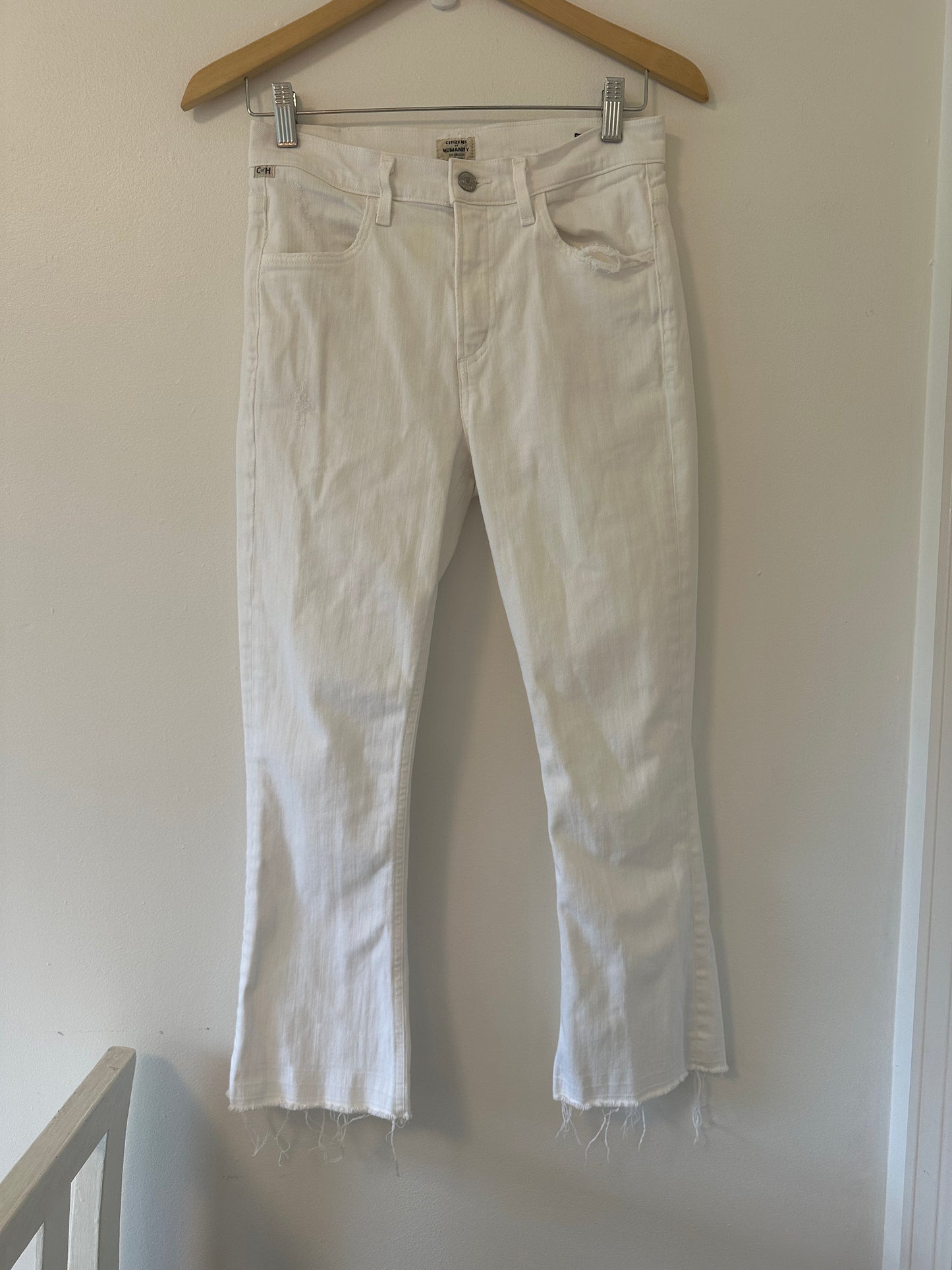 Citizens Of Humanity White High Rise Drew Crop Flare Jeans - Size 25
