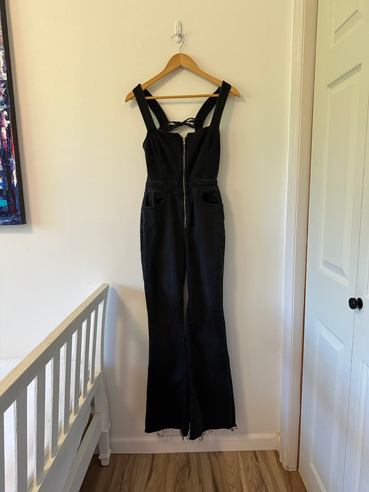 We The Free - Free People CRVY Black Open-Back Flare Leg Jumpsuit | Size 4