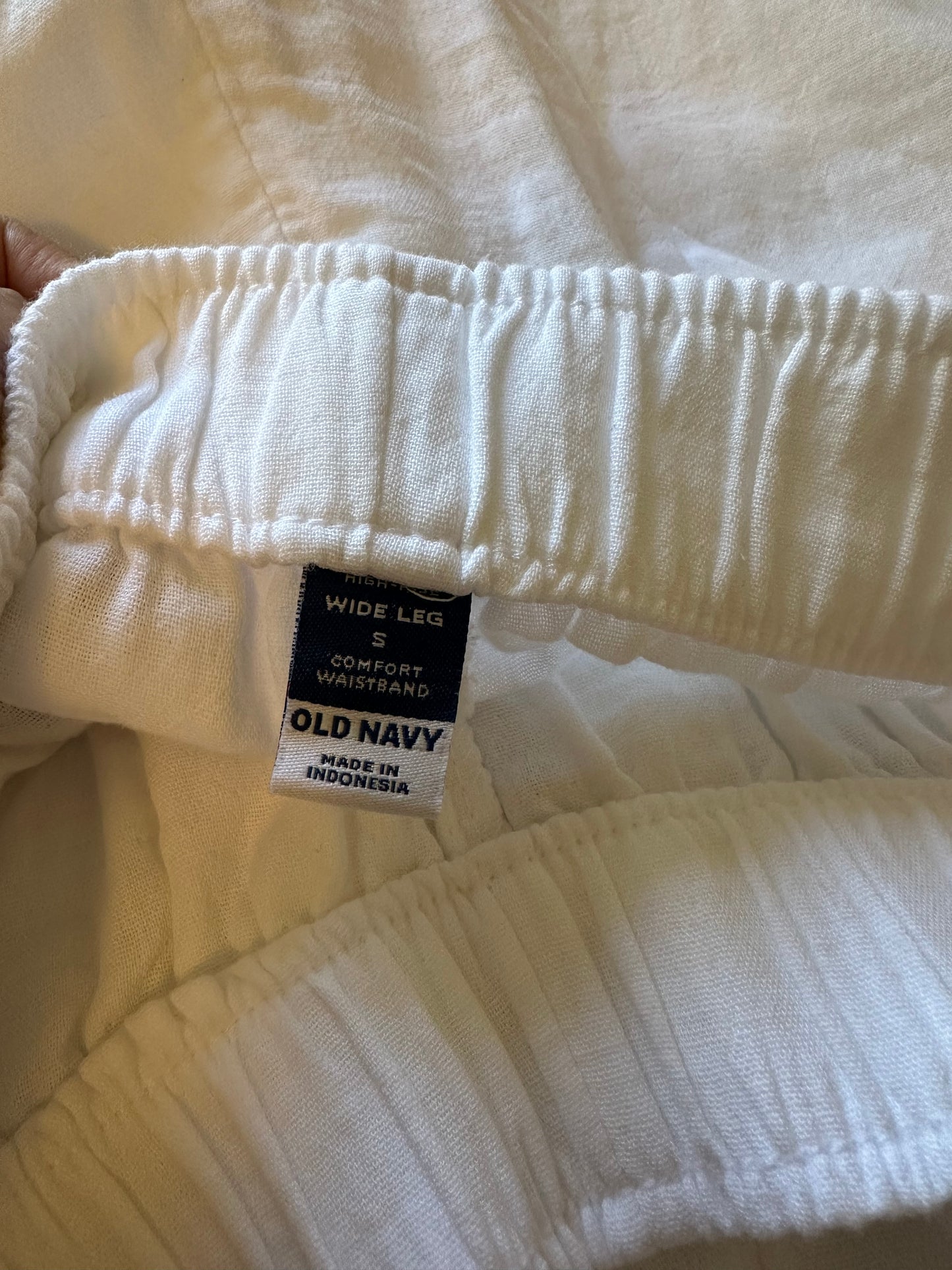 NWT Old Navy Cotton White Wide Leg Elastic Waist Pants | Size Small