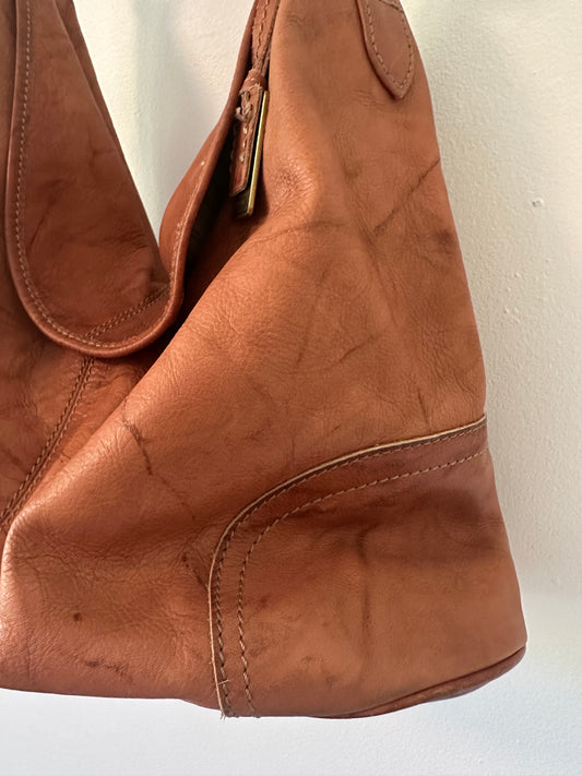 Frye Cognac Leather Slouchy Hobo Shoulder Bag