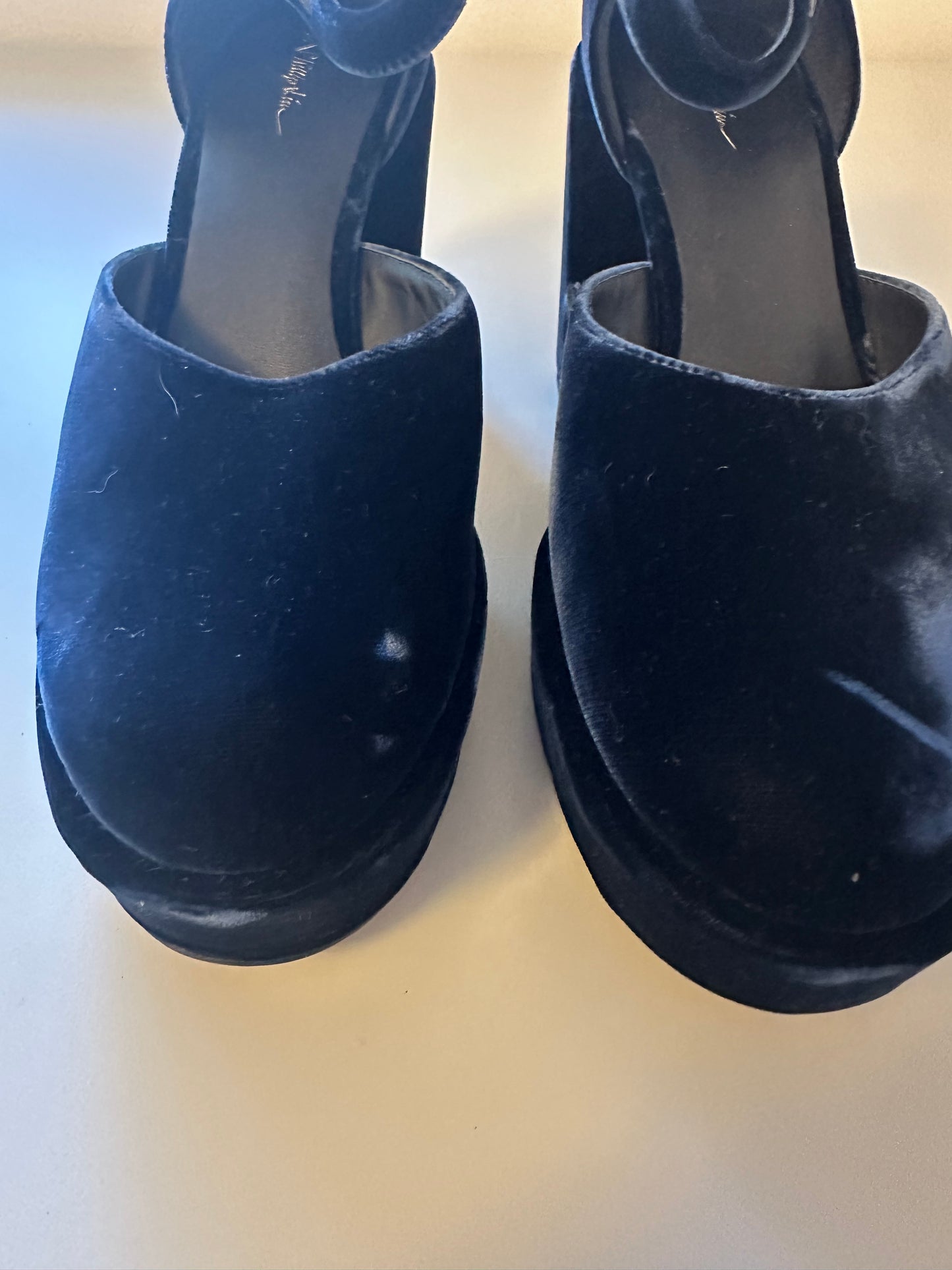 3.1 Phillip Lim Naomi Navy Velvet Platform Maryjane Heels | Size 39.5