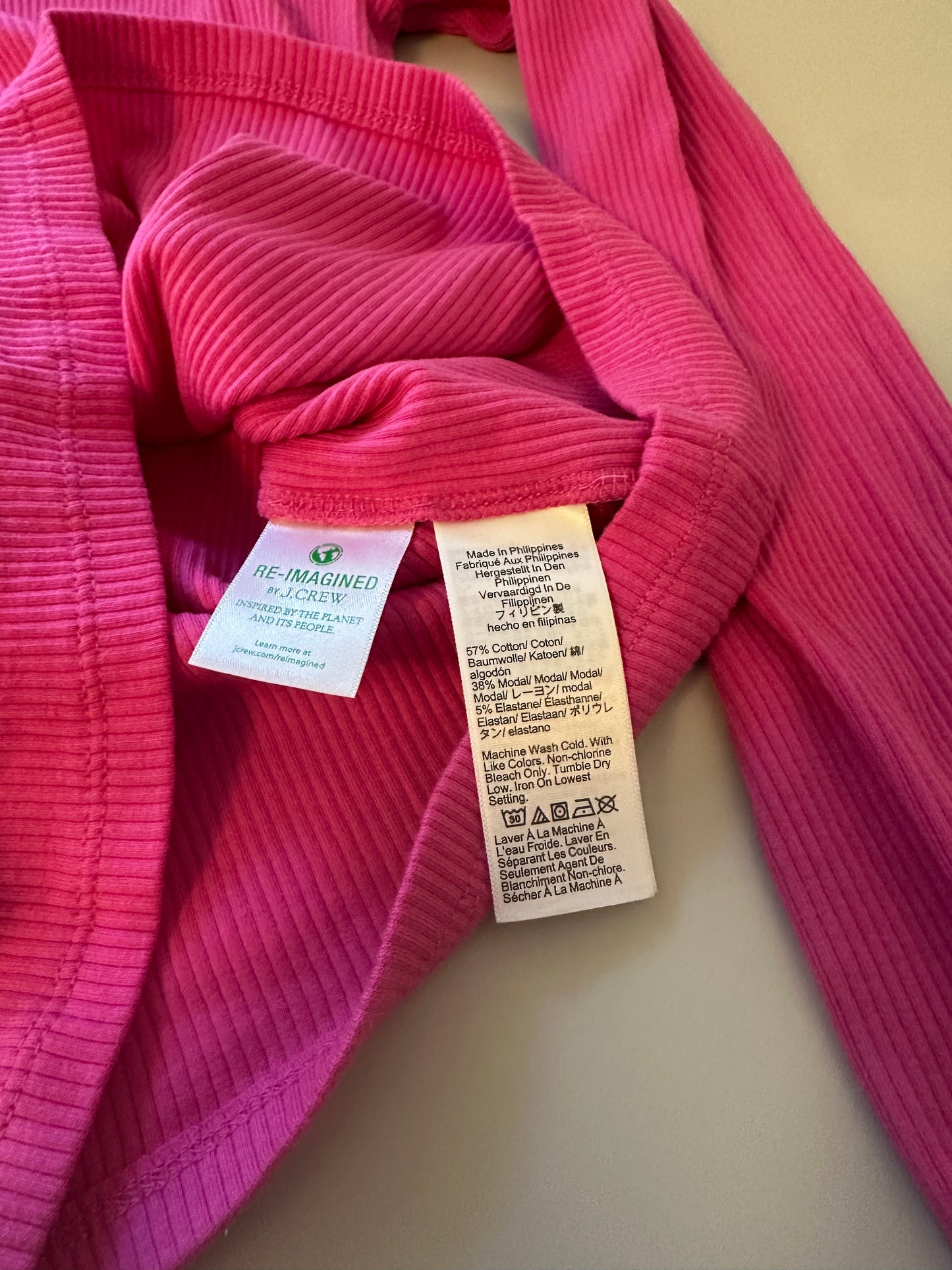 J. Crew - Vintage Rib Knit Pink Ruffled Neck Turtleneck Top | Size Small