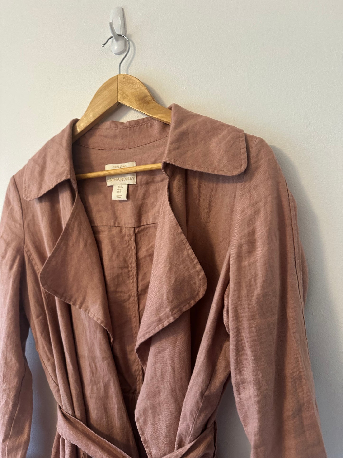 Cynthia Rowley Dusty Rose Linen Trench Coat | Size Small