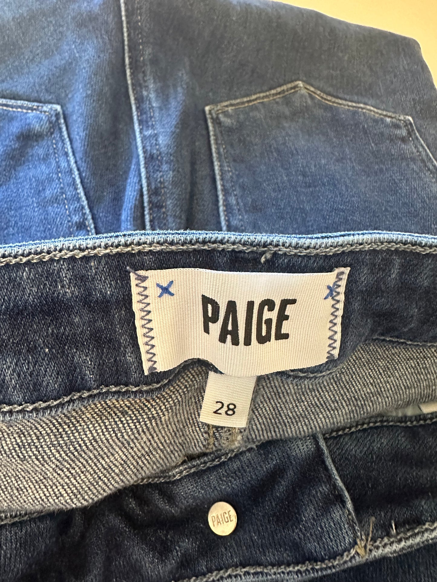 PAIGE High Rise Gemma Dark Blue Skinny Jeans | Size 28
