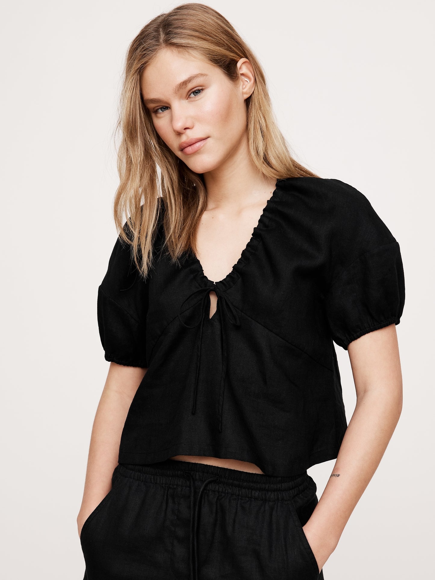 Banana Republic Linen Tie Front Blouse Size Large