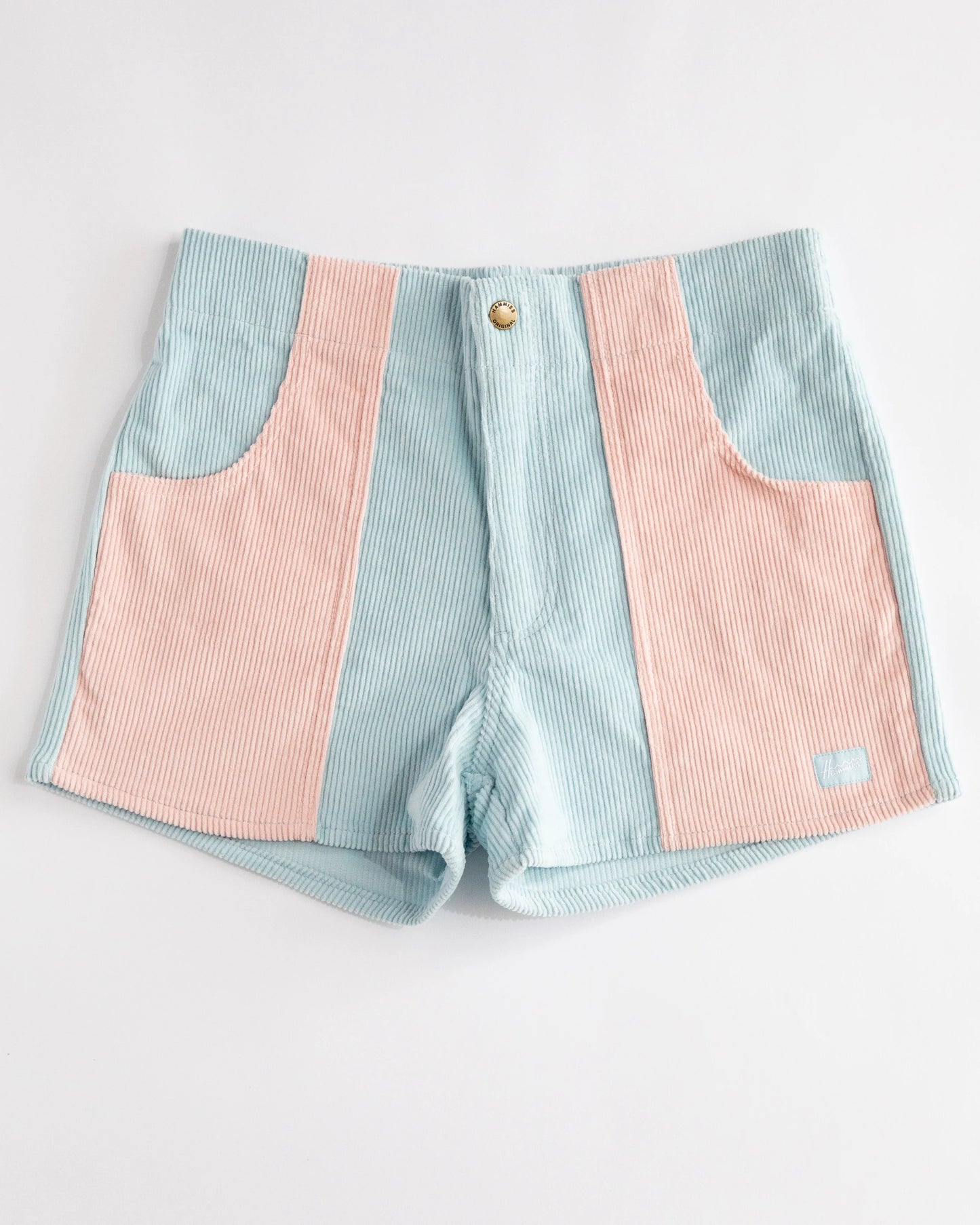 Hammies Pastel Pink and Baby Blue High Rise Corduroy Shorts | Size 26