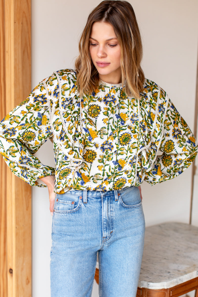 Emerson Fry Filipa Blouse - Meadow Rue Satin Size Small