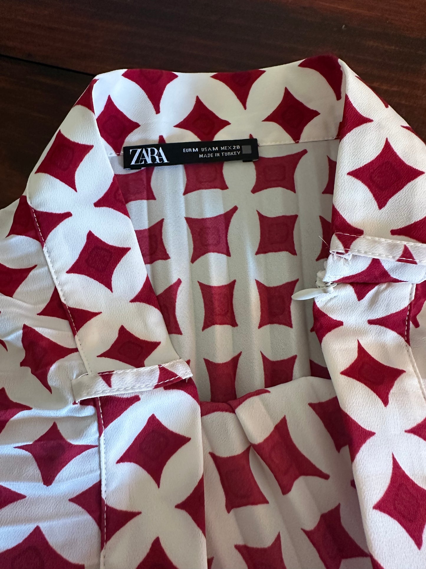 Zara Pleared Red and White Skirt - Size Medium