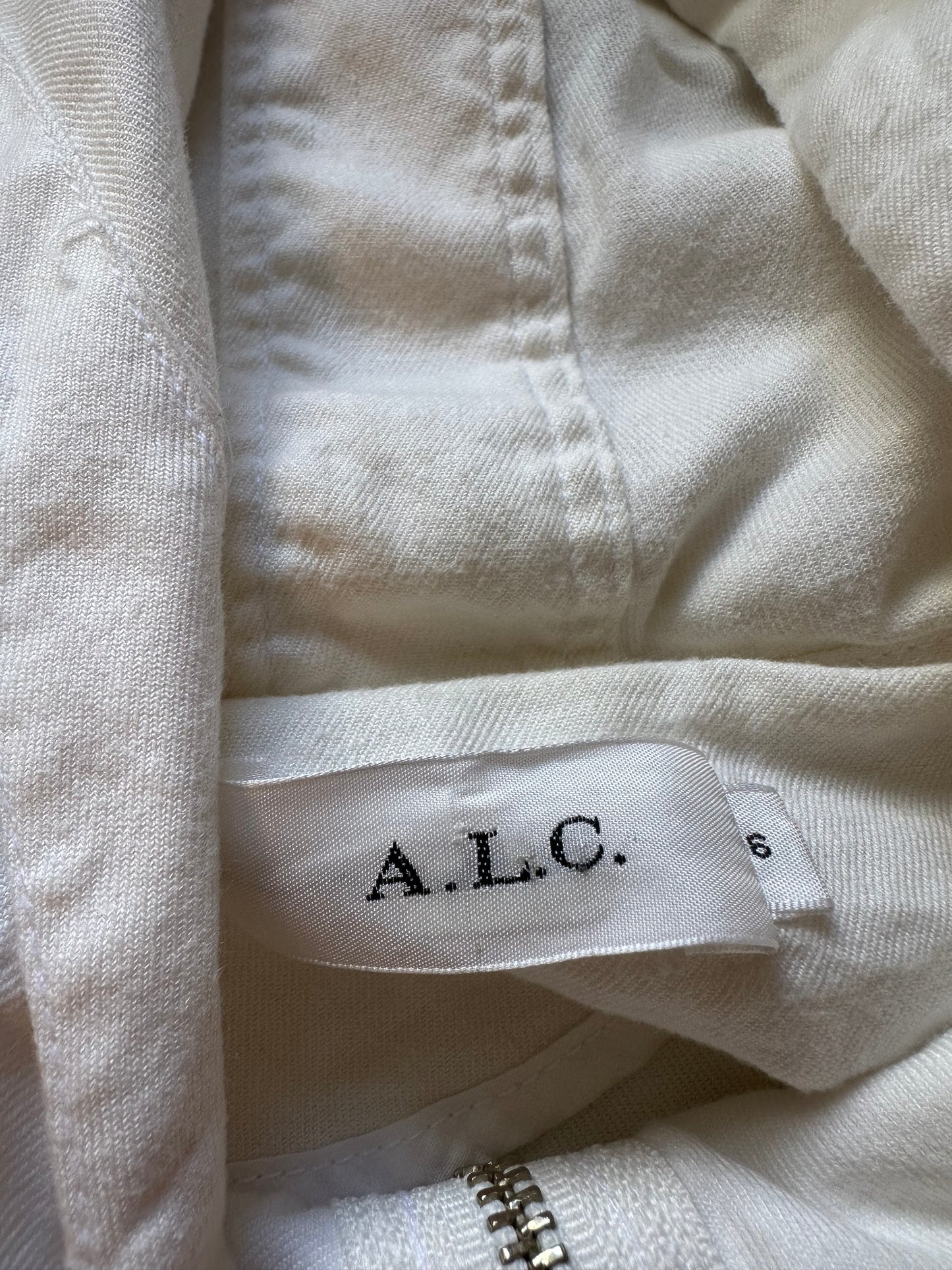A.L.C. Cropped Zip Up Utility Jacket with Hood in White | Size 6