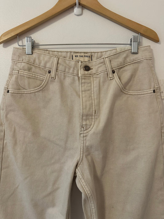 NWT We The Free Deep Trance Dropped Boyfriend Jeans in Casual Khaki | Size 27