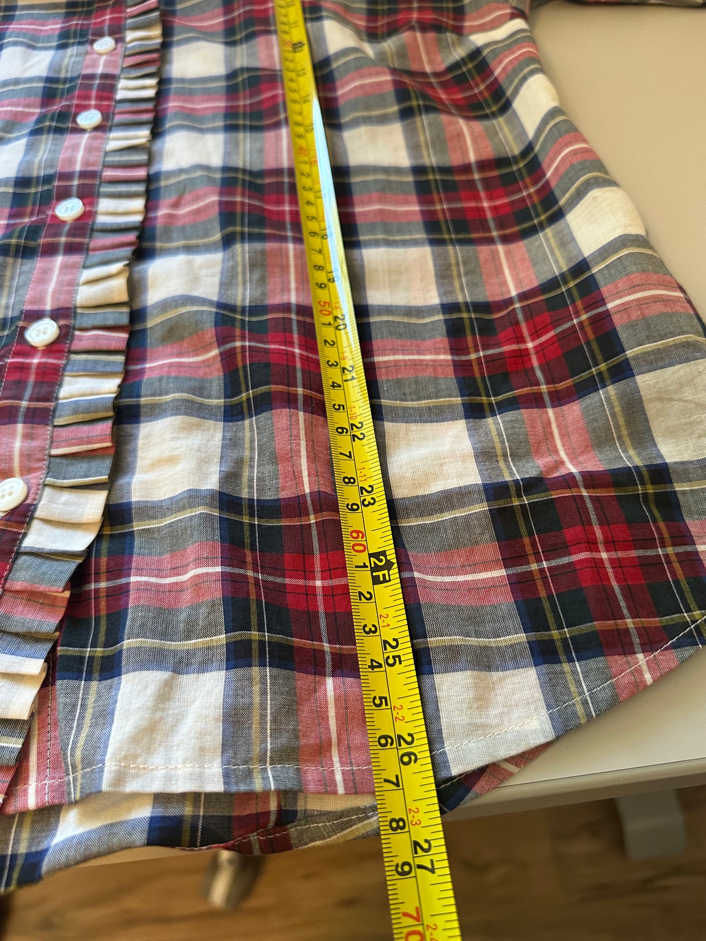 J. Crew Tartan Plaid Ruffle Button Down Shirt | Size Small