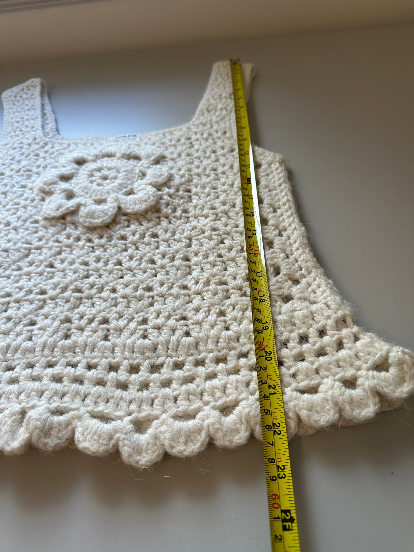 Batsheva Daisy Crochet Tank Top in Cream | Size Medium