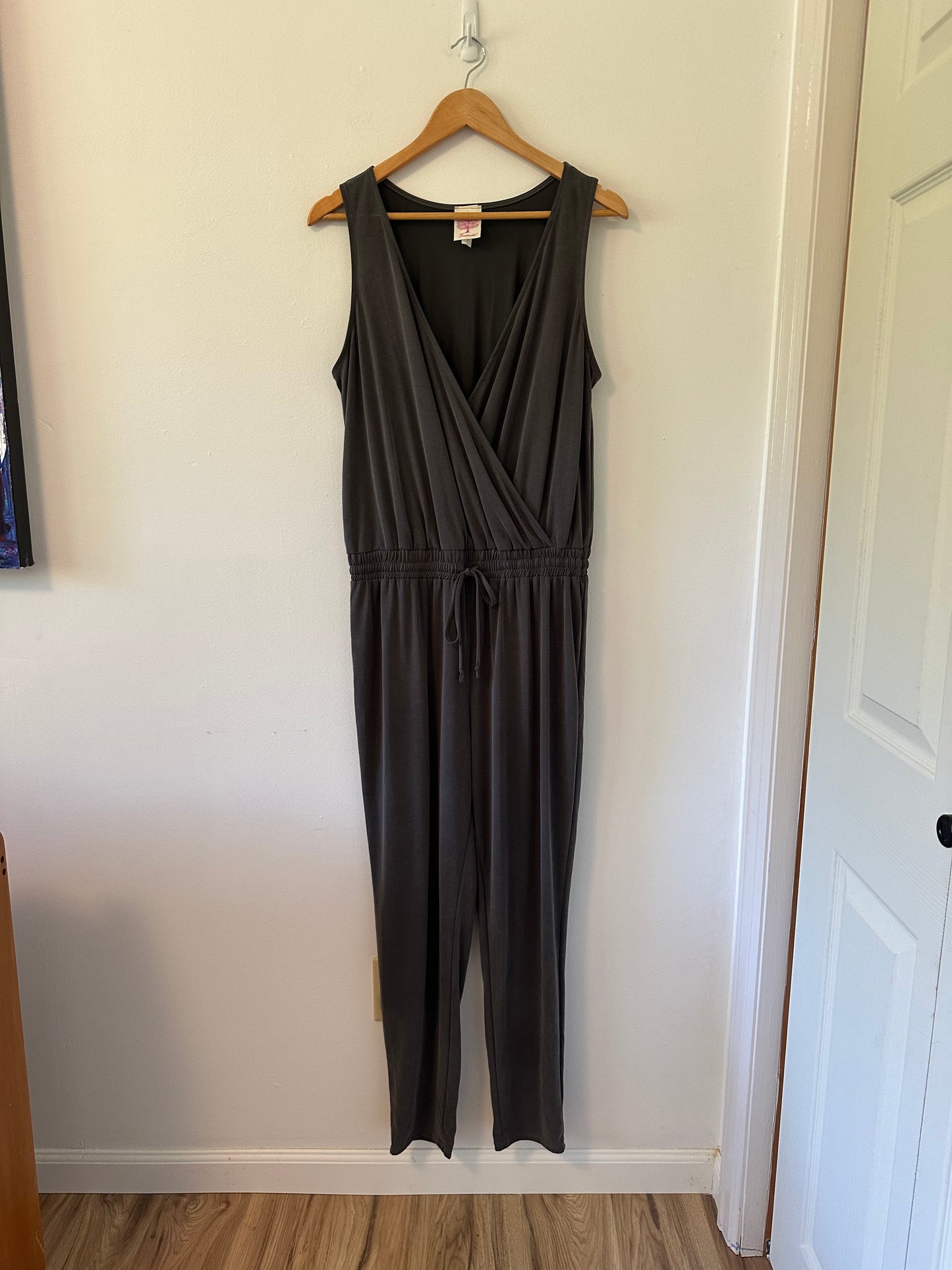 Freeloader Charcoal Gray Jumpsuit with Wrap Style Top | Size Large