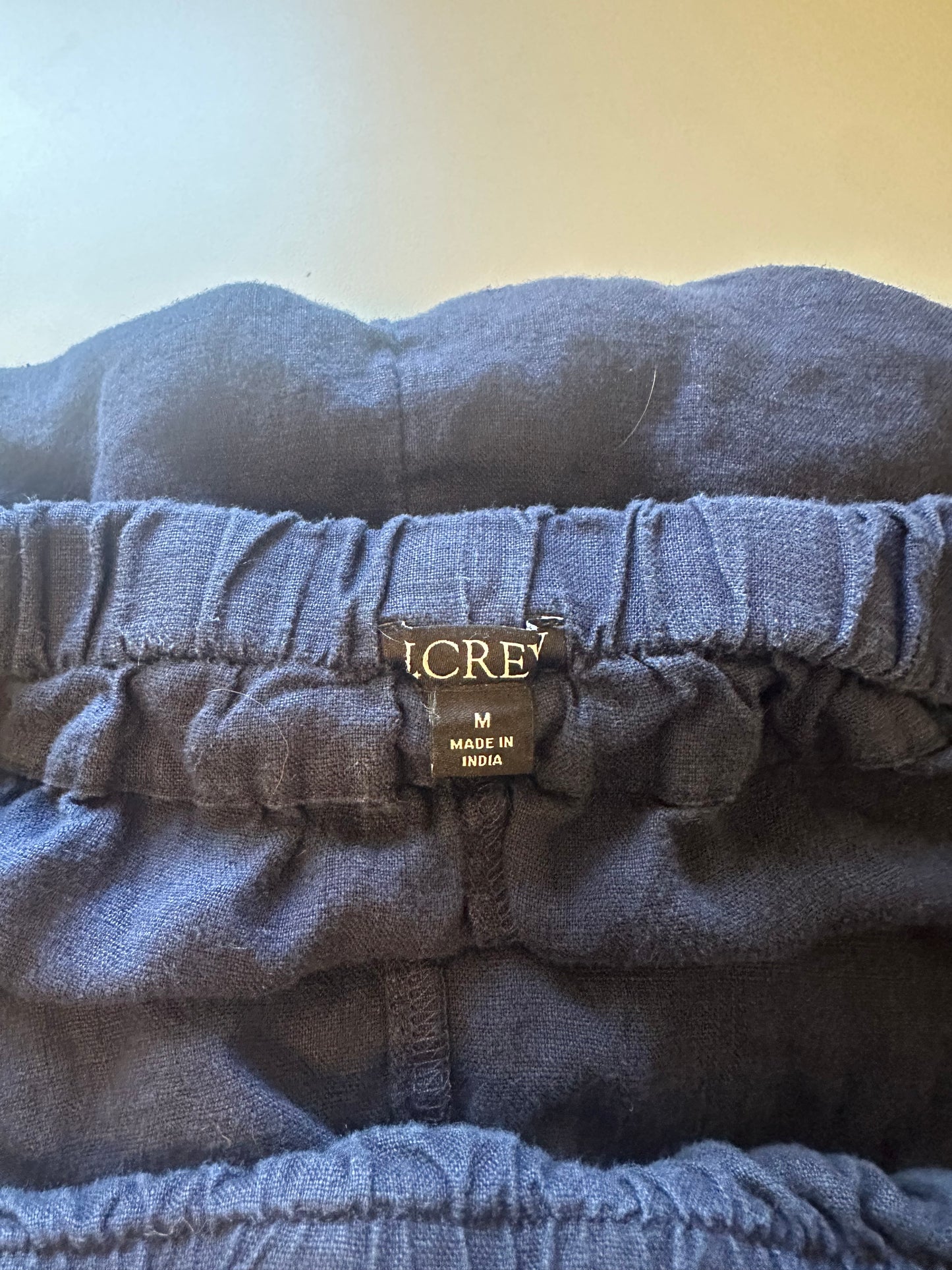 J. Crew High Waist Navy Linen Pull On Relaxed Fit Shorts | Size Medium