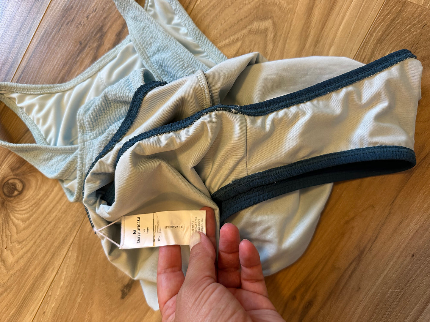 Cupshe Light Blue and Dark Blue Cutout Crinkle Swimsuit - Size Medium