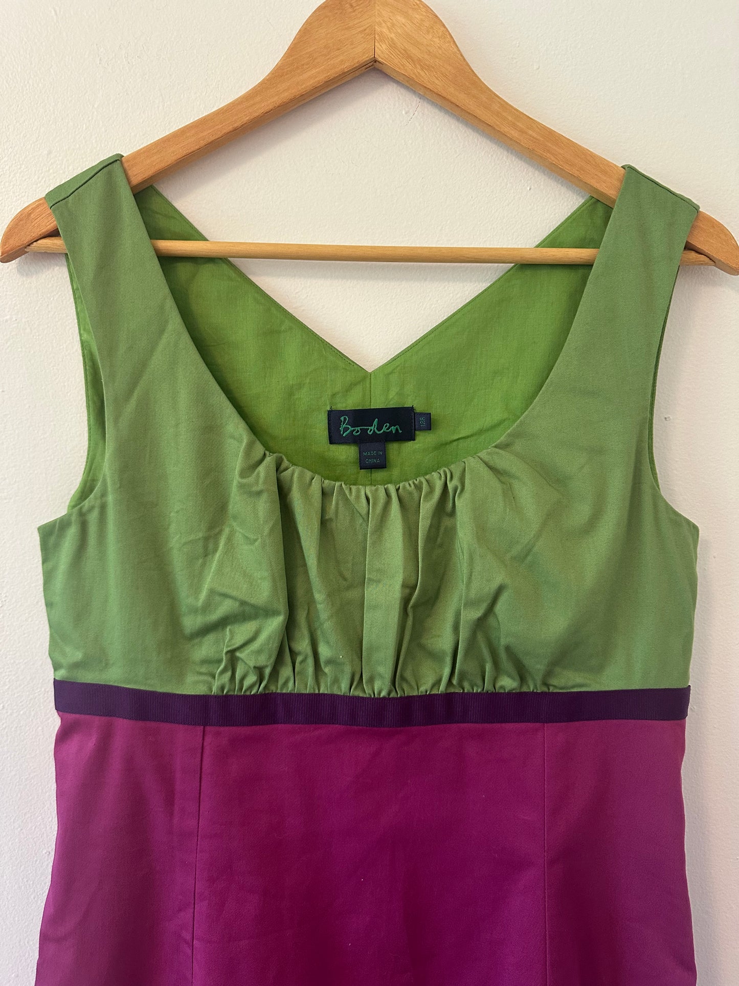 Boden Green and Pink Colorblock Sleeveless Shift Dress - Size 12
