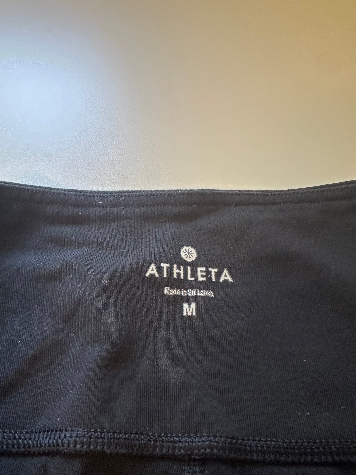 Athleta Black Faux Leather Leggings with Pockets | Size Medium