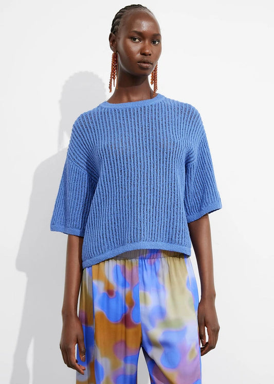 & Other Stories Short Sleeve Ribbed Cotton Boxy T-Shirt - Size Small