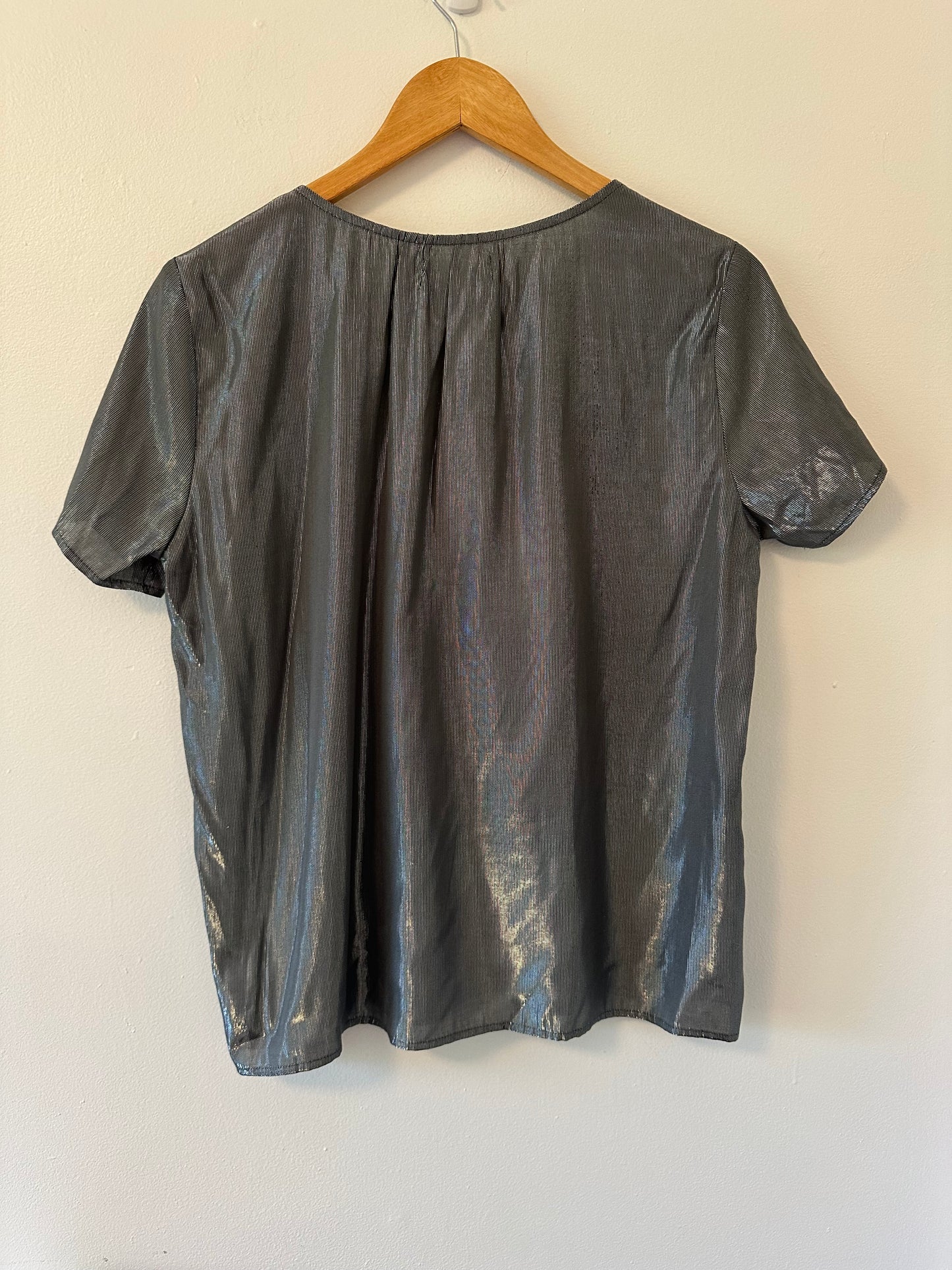 Velvet by Graham & Spencer Agatha Lurex Metallic Gray Blouse - Size XS