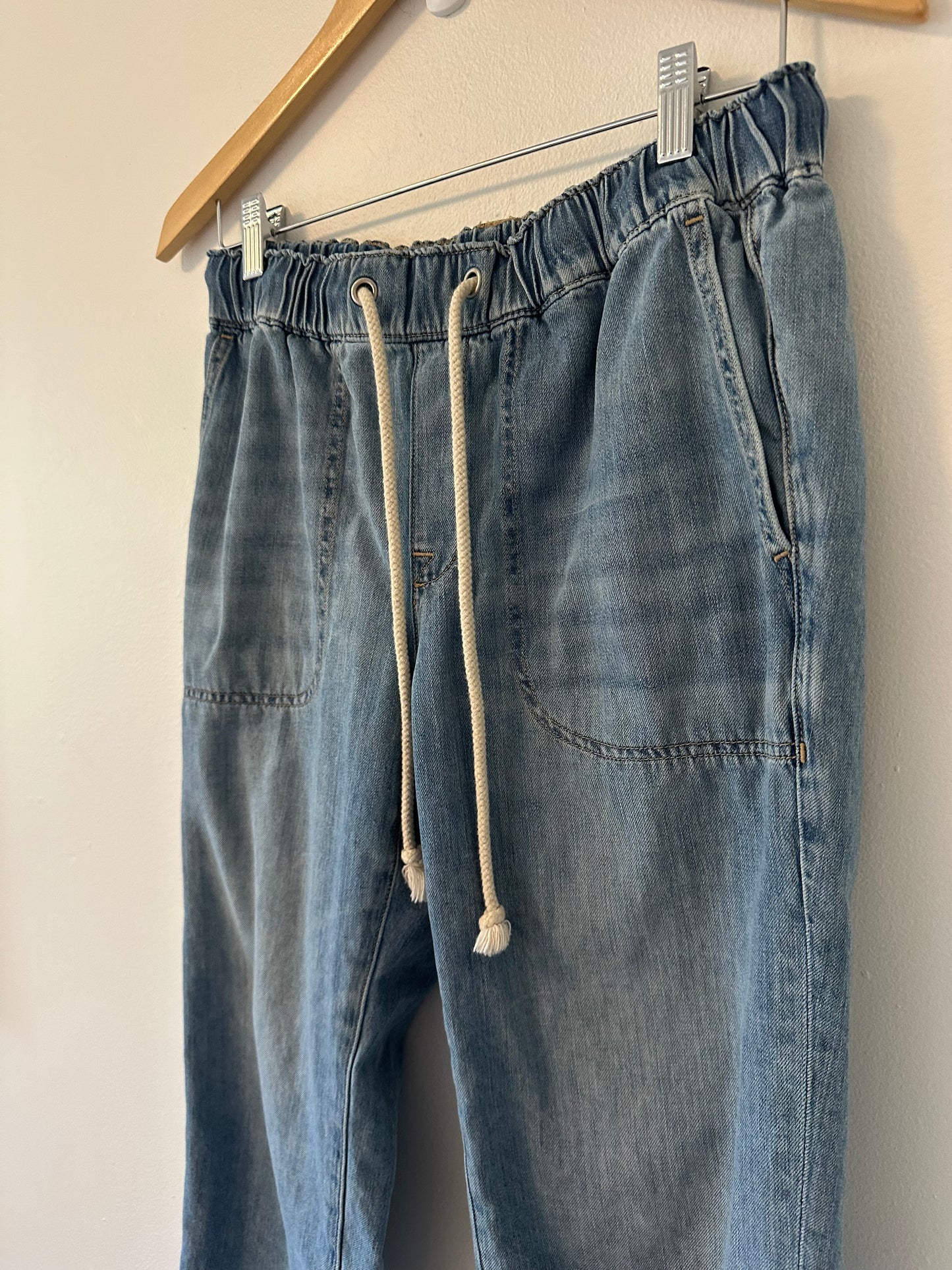 J. Crew Relaxed Fit Light Blue Jeans with Elastic Drawstring Waist | Size 26
