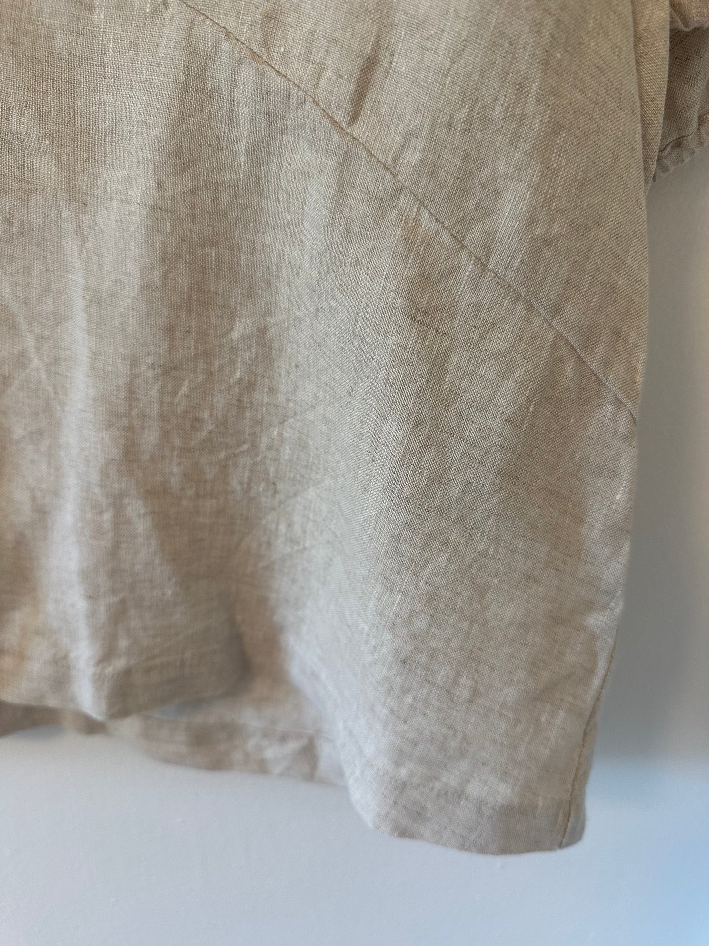 Banana Republic Linen Tie Front V Neck Top in Natural Size Large