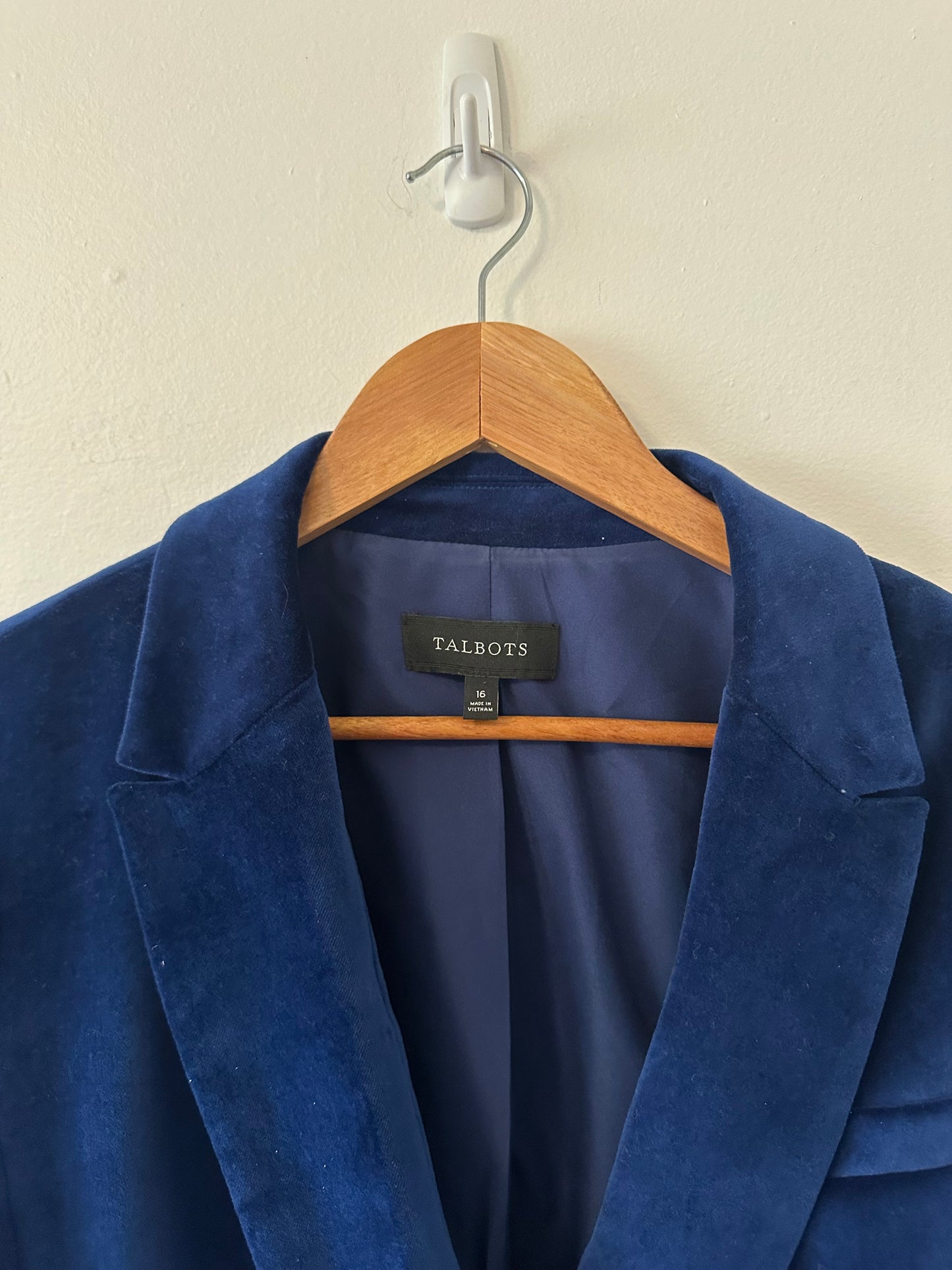 Talbots Modern Velveteen Midnight Blue Velvet Blazer | Size 16