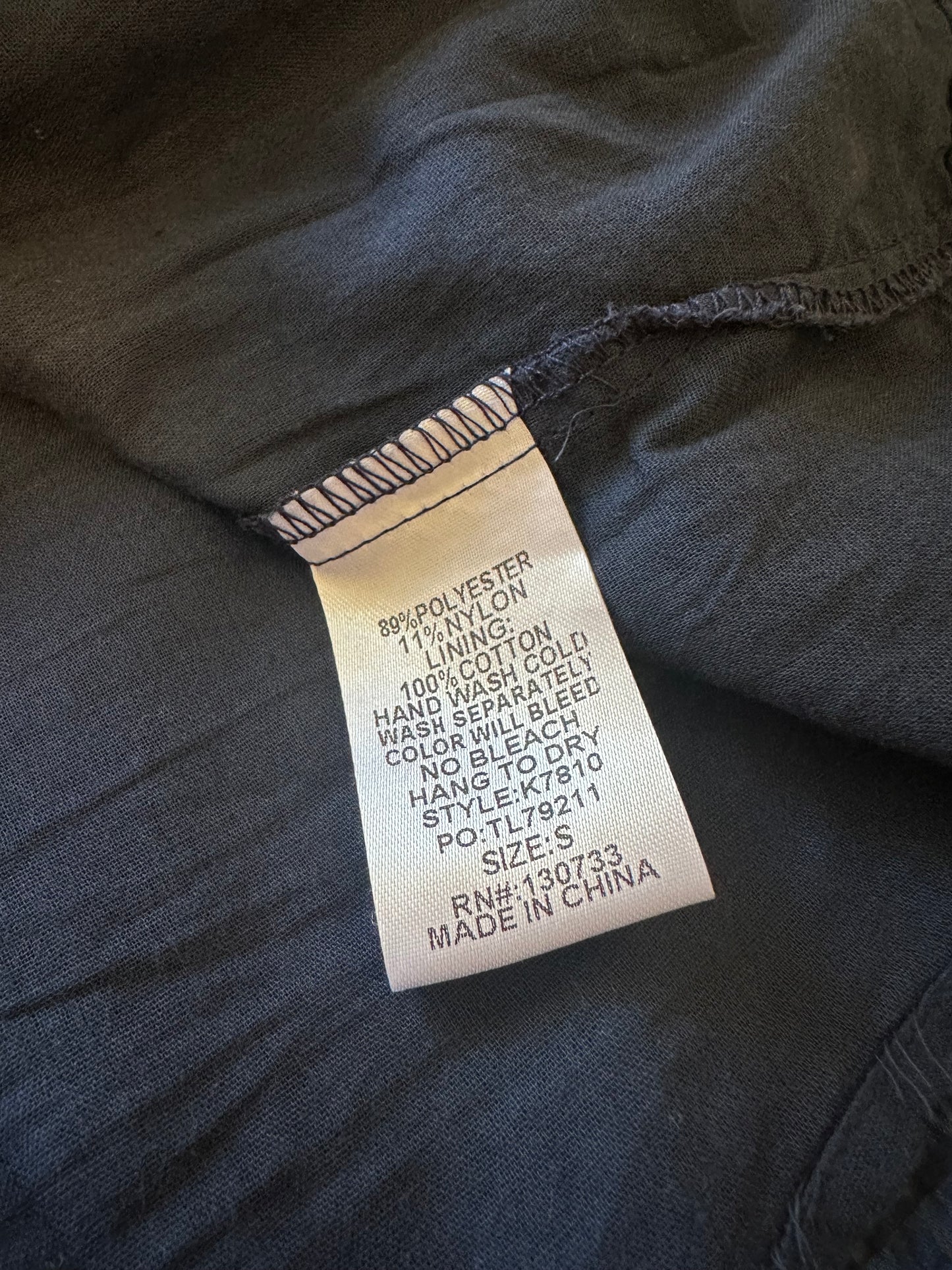 Umgee Navy Puff Sleeve Blouse with Embroidery | Size Small