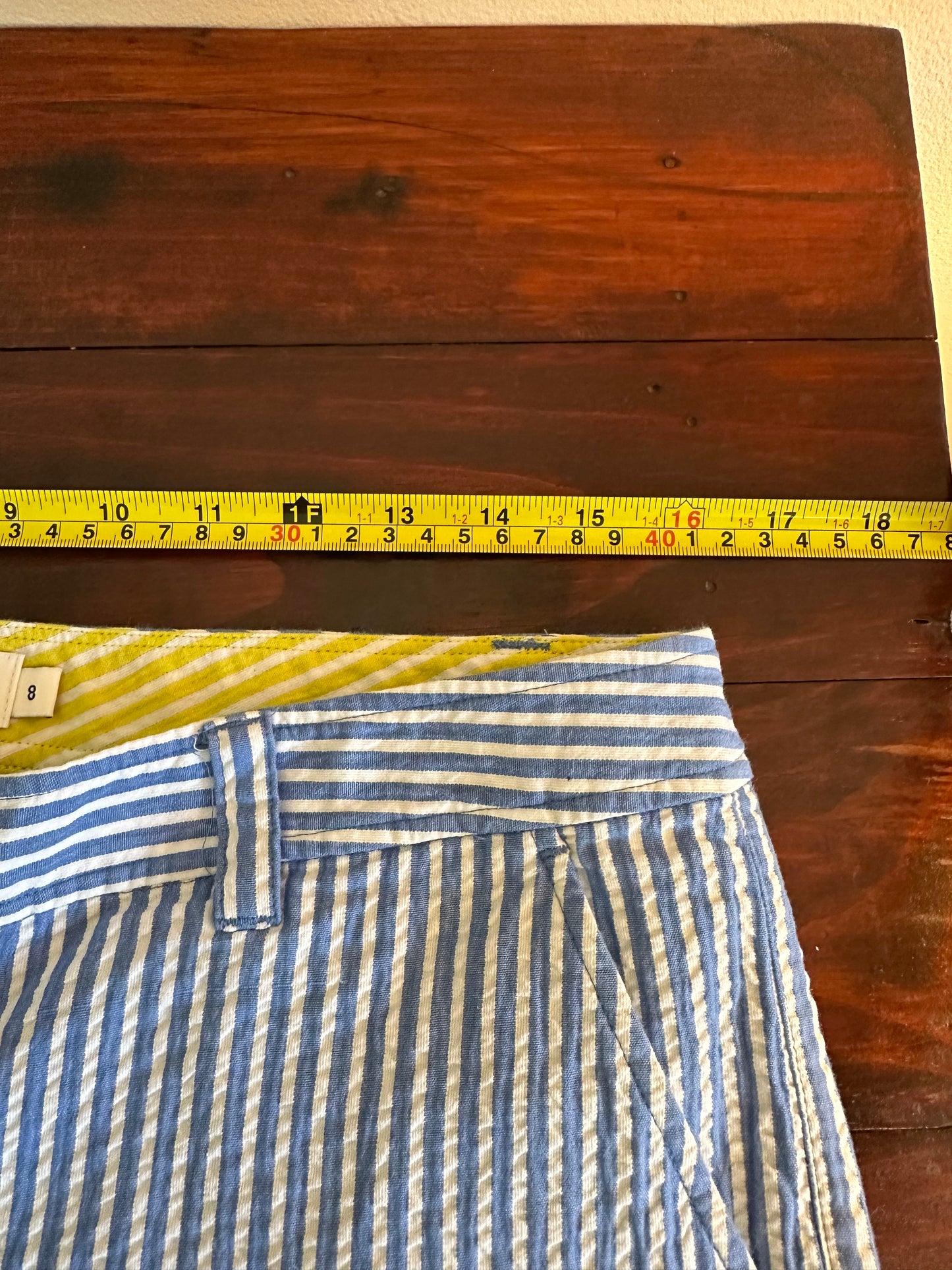 Vineyard Vines Women’s Blue and White Seersucker Pants - Size 8