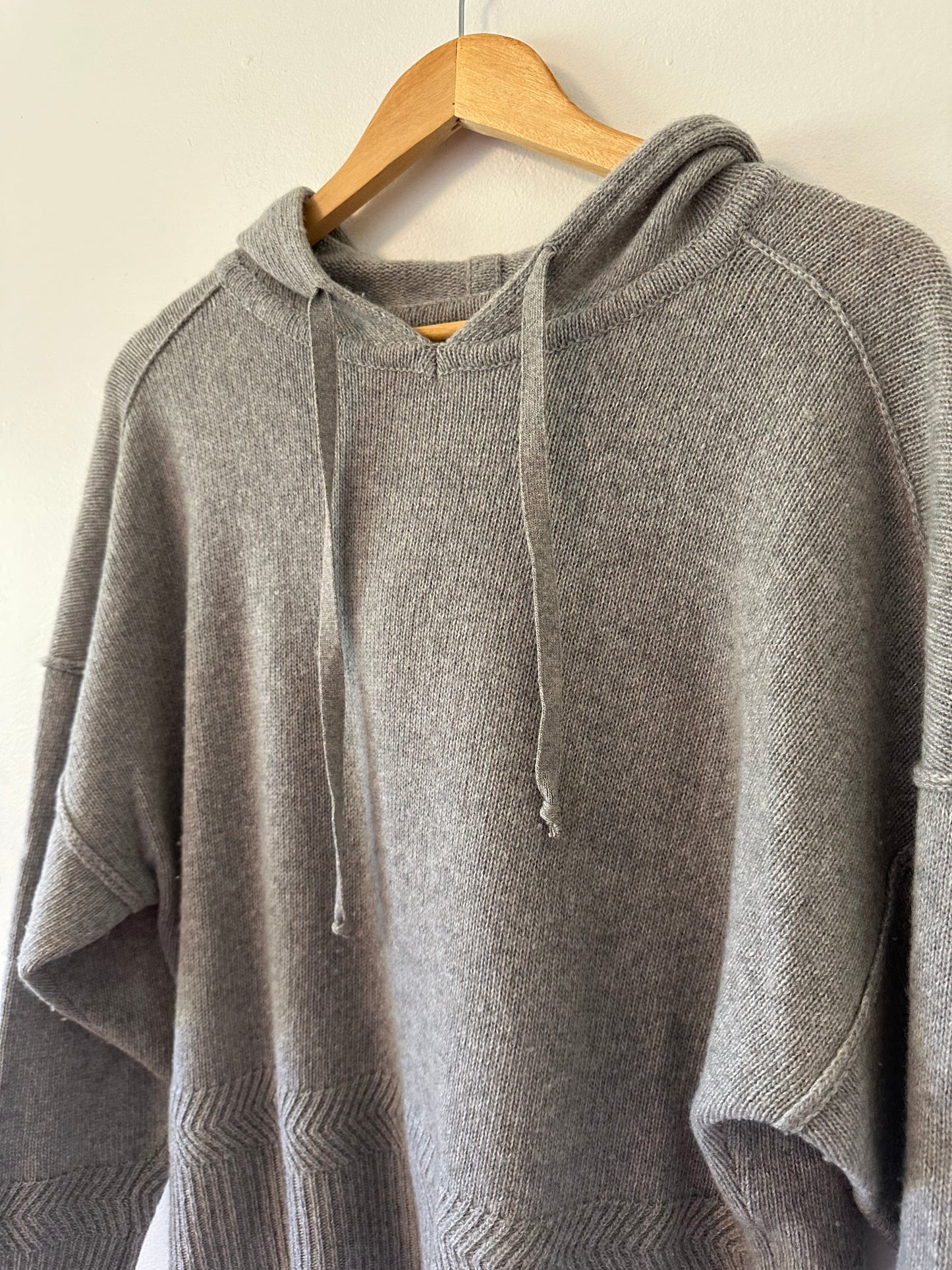 Anthropologie Cashmere Gray Knit Hoodie Sweater | Size Small