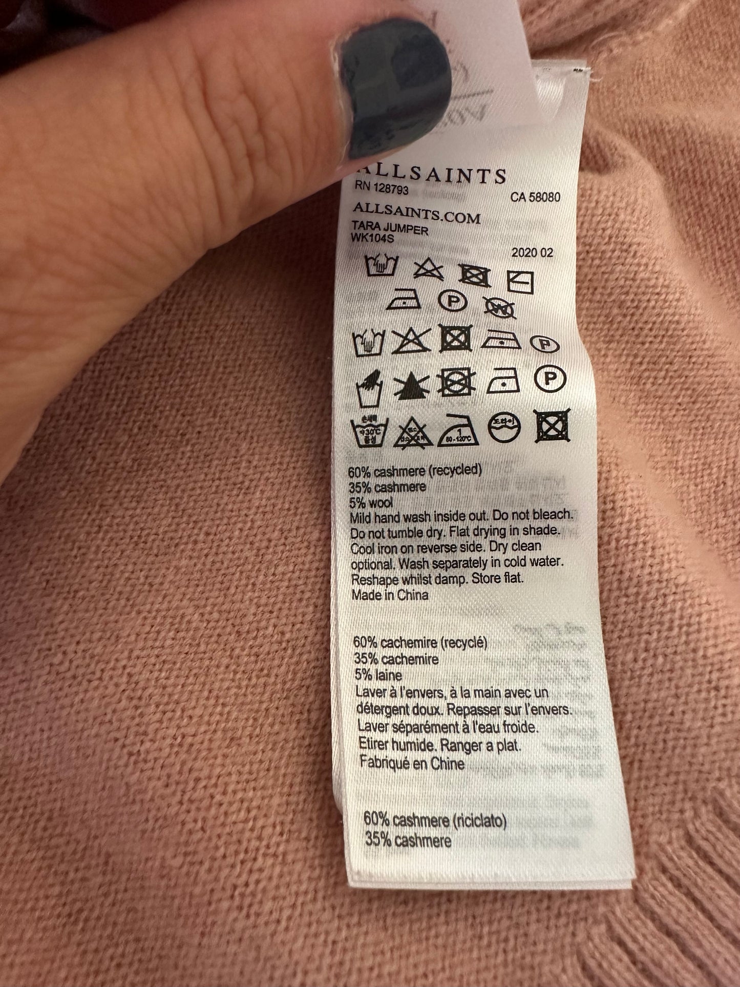 All Saints Cashmere and Wool Tara Tunic Sweater | Size Small