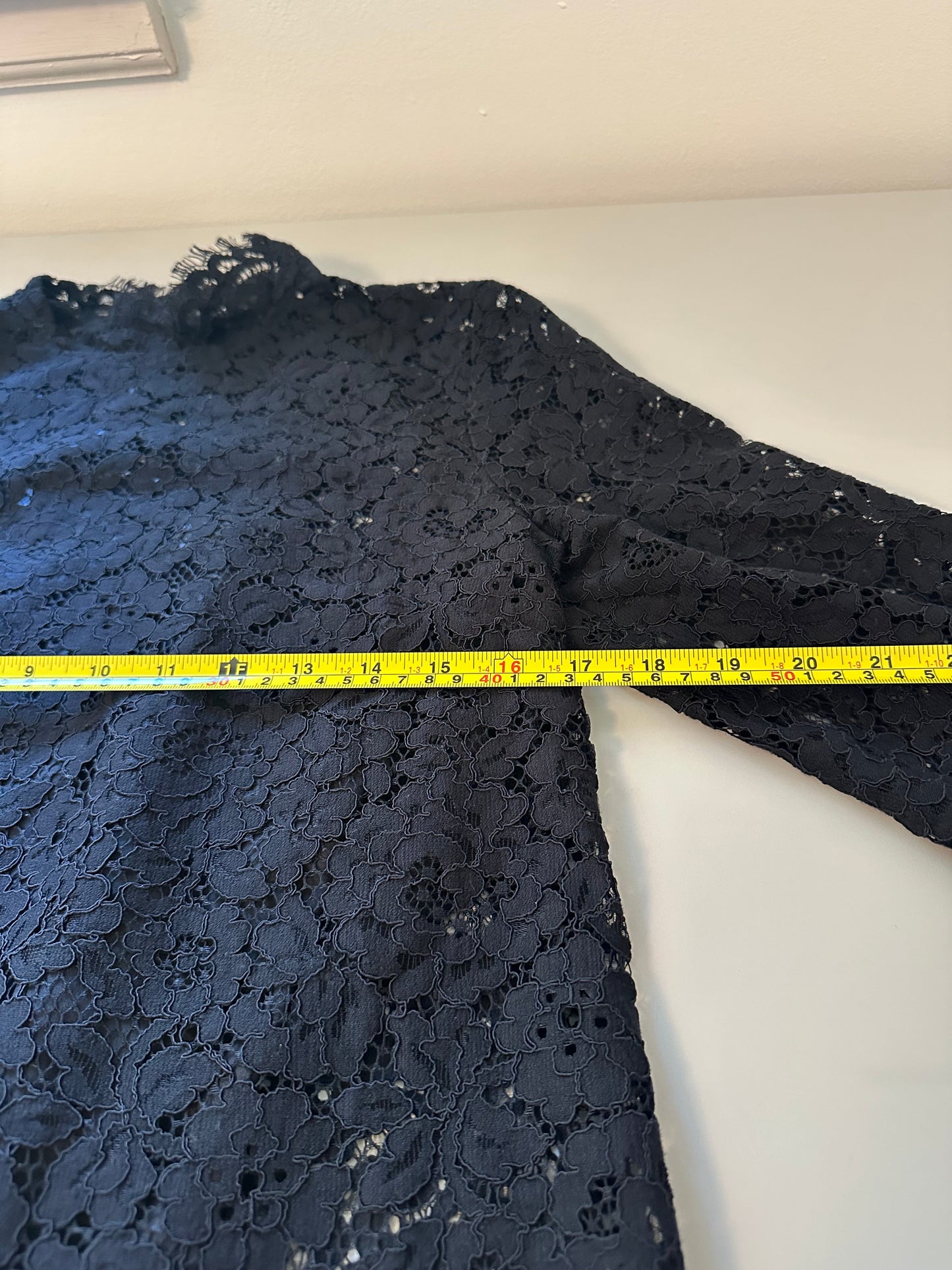 J. Crew Scalloped Black Lace Women's Mock Neck Blouse | Size 2