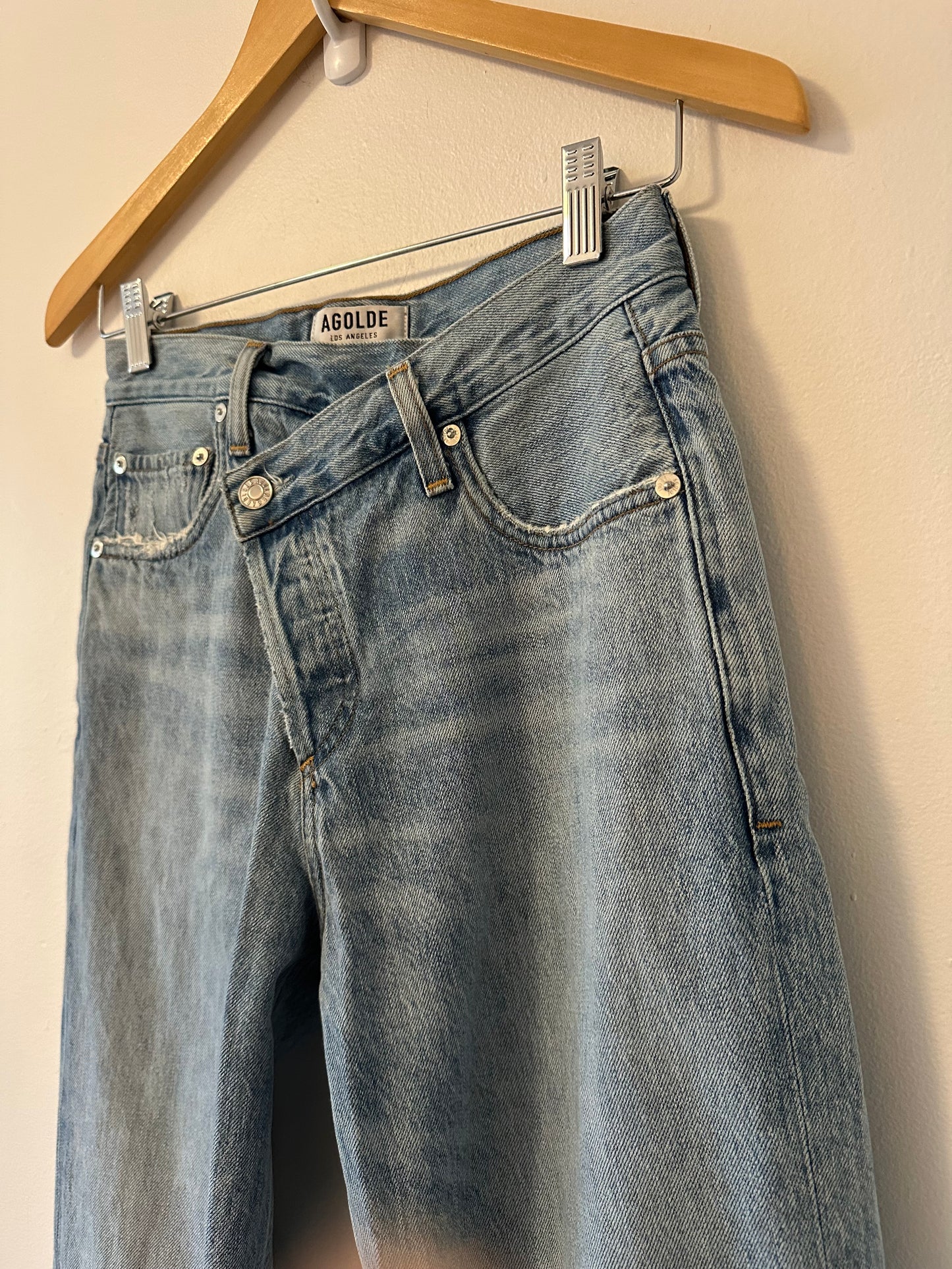 Agolde Light Blue Criss Cross Straight Leg Jeans | Size 23