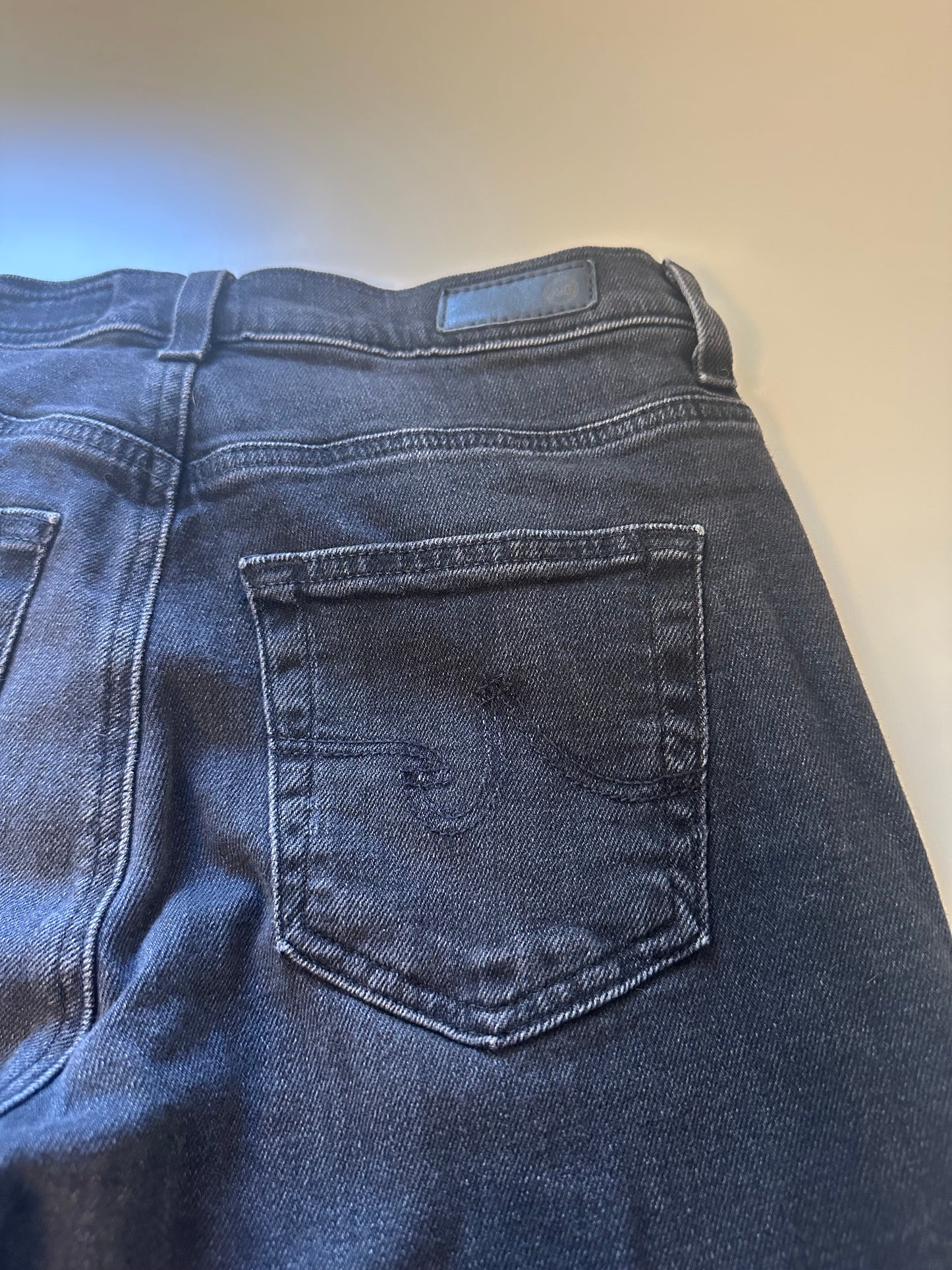 AG Adriano Goldschmied Brinkley Straight Leg Mid Rise Black Jeans | Size 25