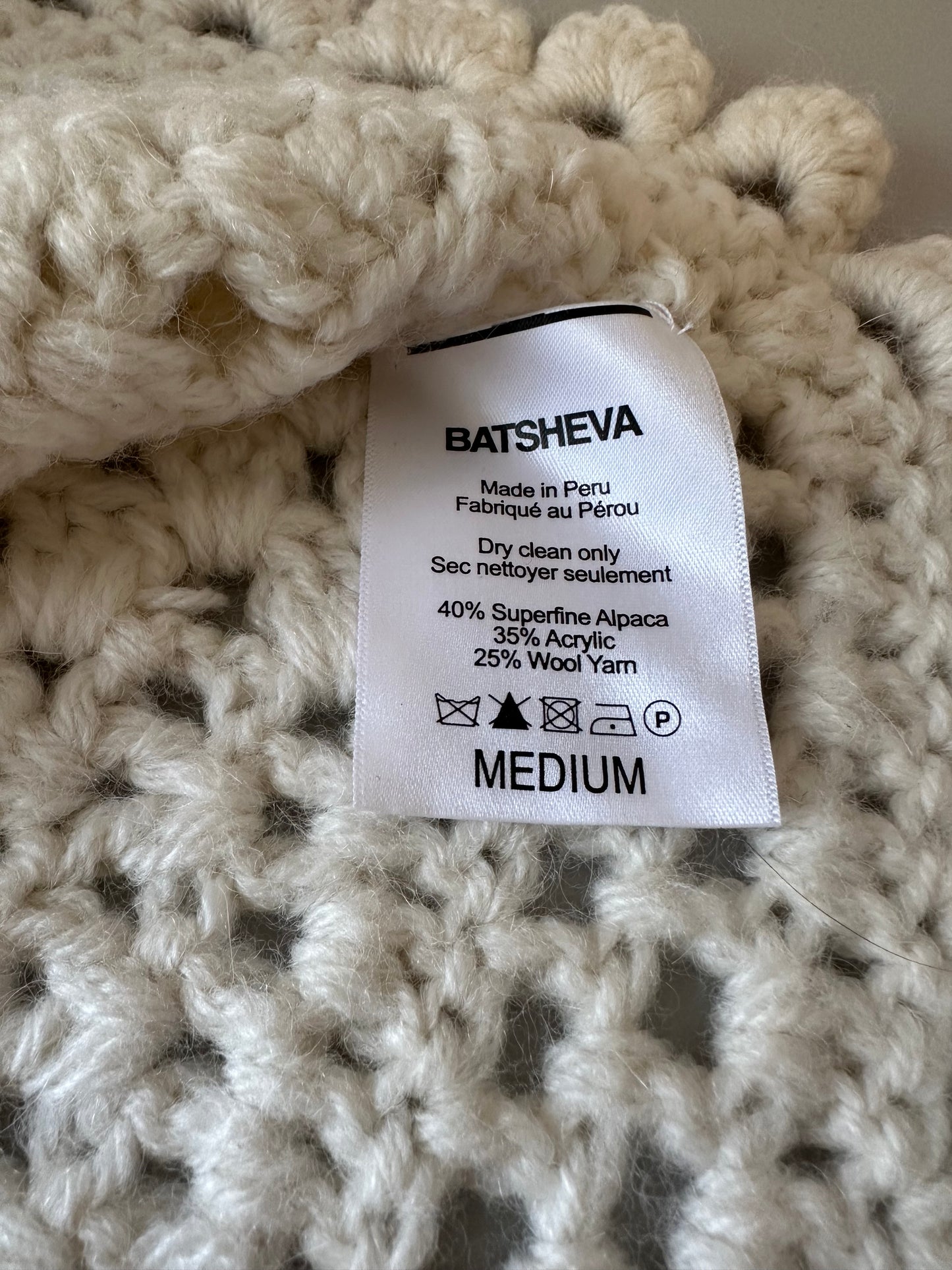Batsheva Daisy Crochet Tank Top in Cream | Size Medium