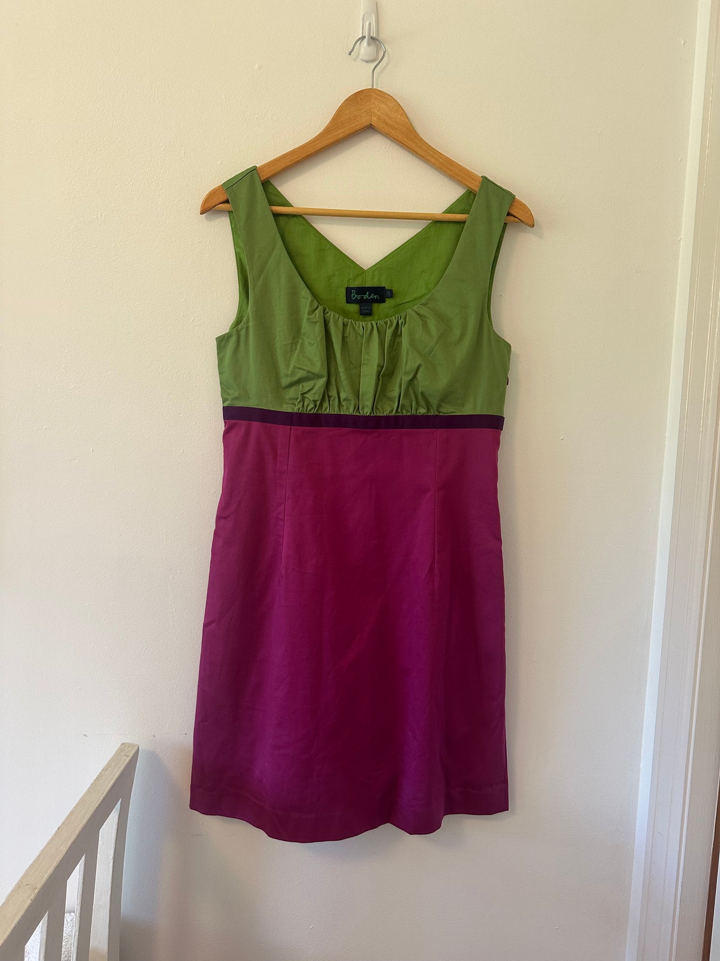 Boden Green and Pink Colorblock Sleeveless Shift Dress - Size 12
