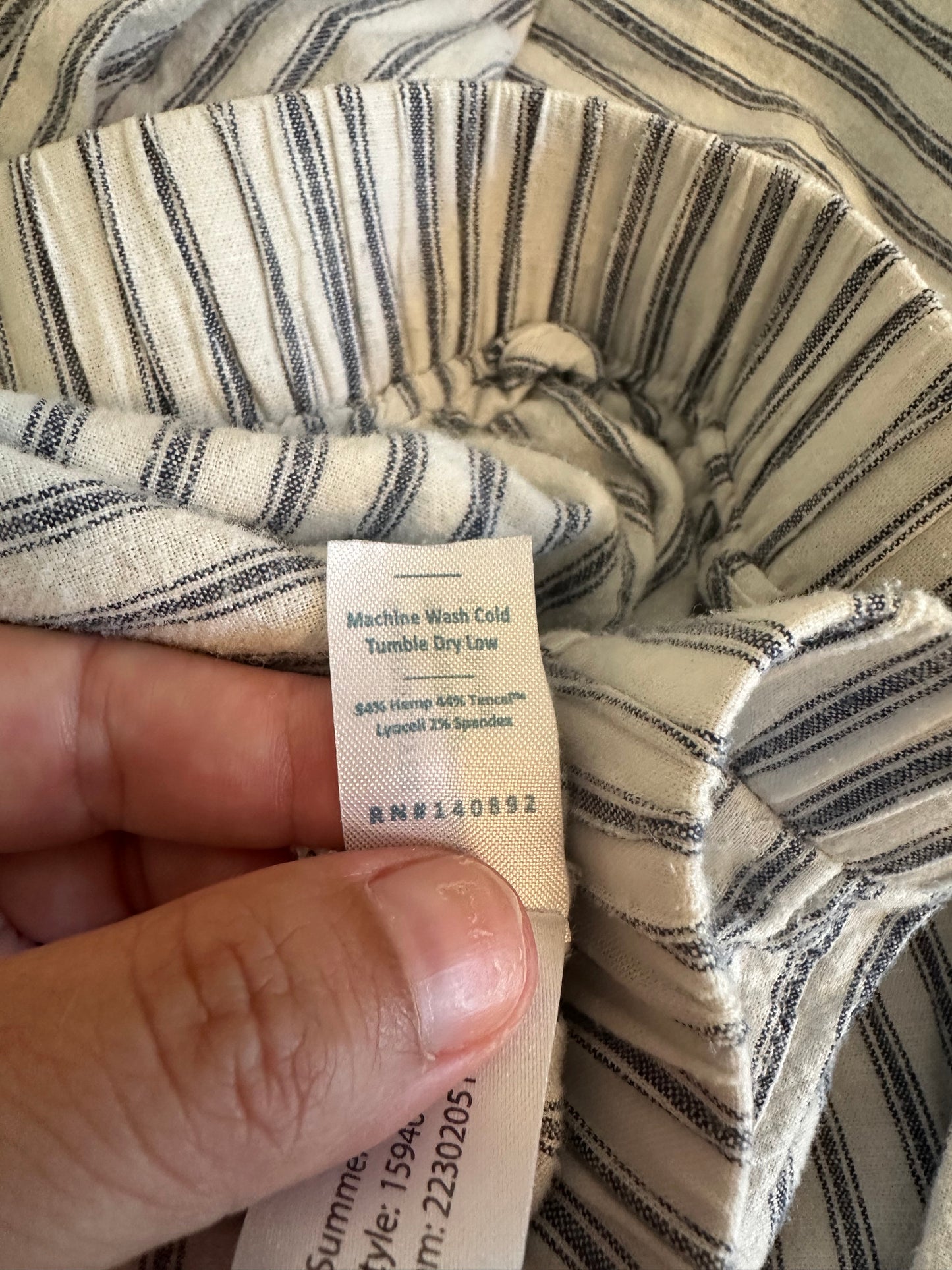 Marine Layer Allison Stripe Pull-On Wide Leg Hemp Blend Pants - Size Small