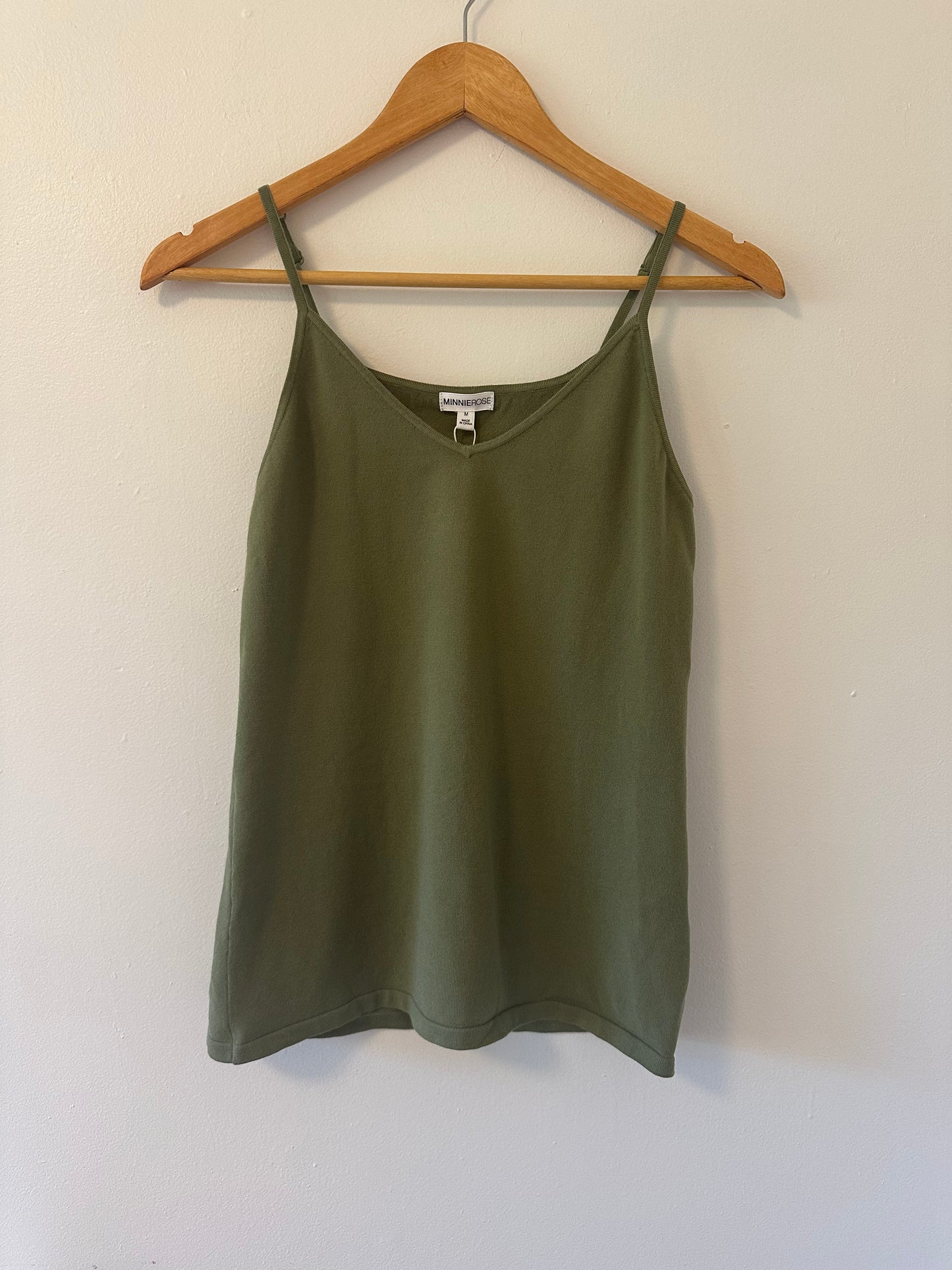 NWT Minnie Rose Knit Stretch Camisole Tank Top in Green - Size Medium
