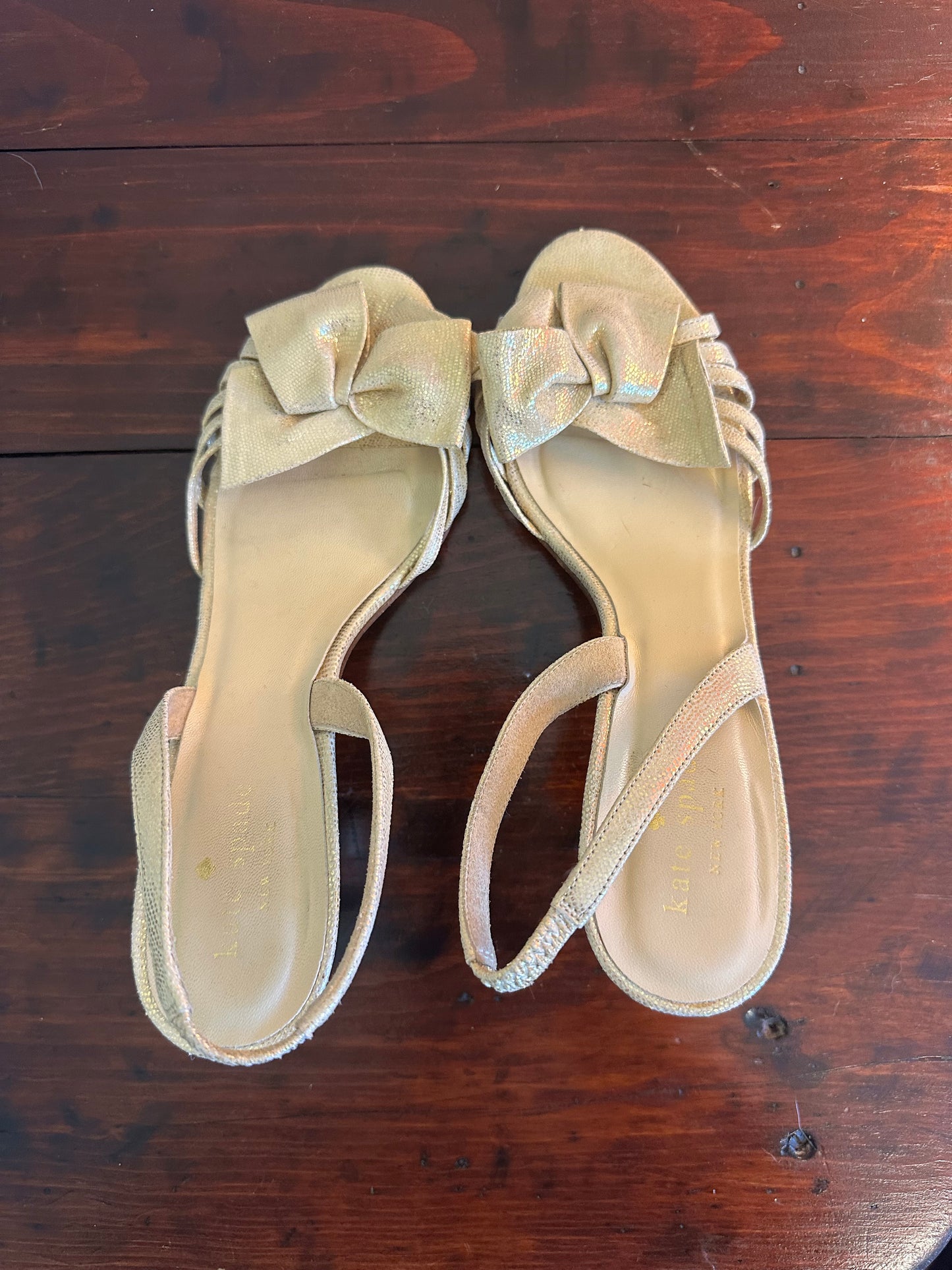 Kate Spade Gold Bow Slingback Heels - Size 8