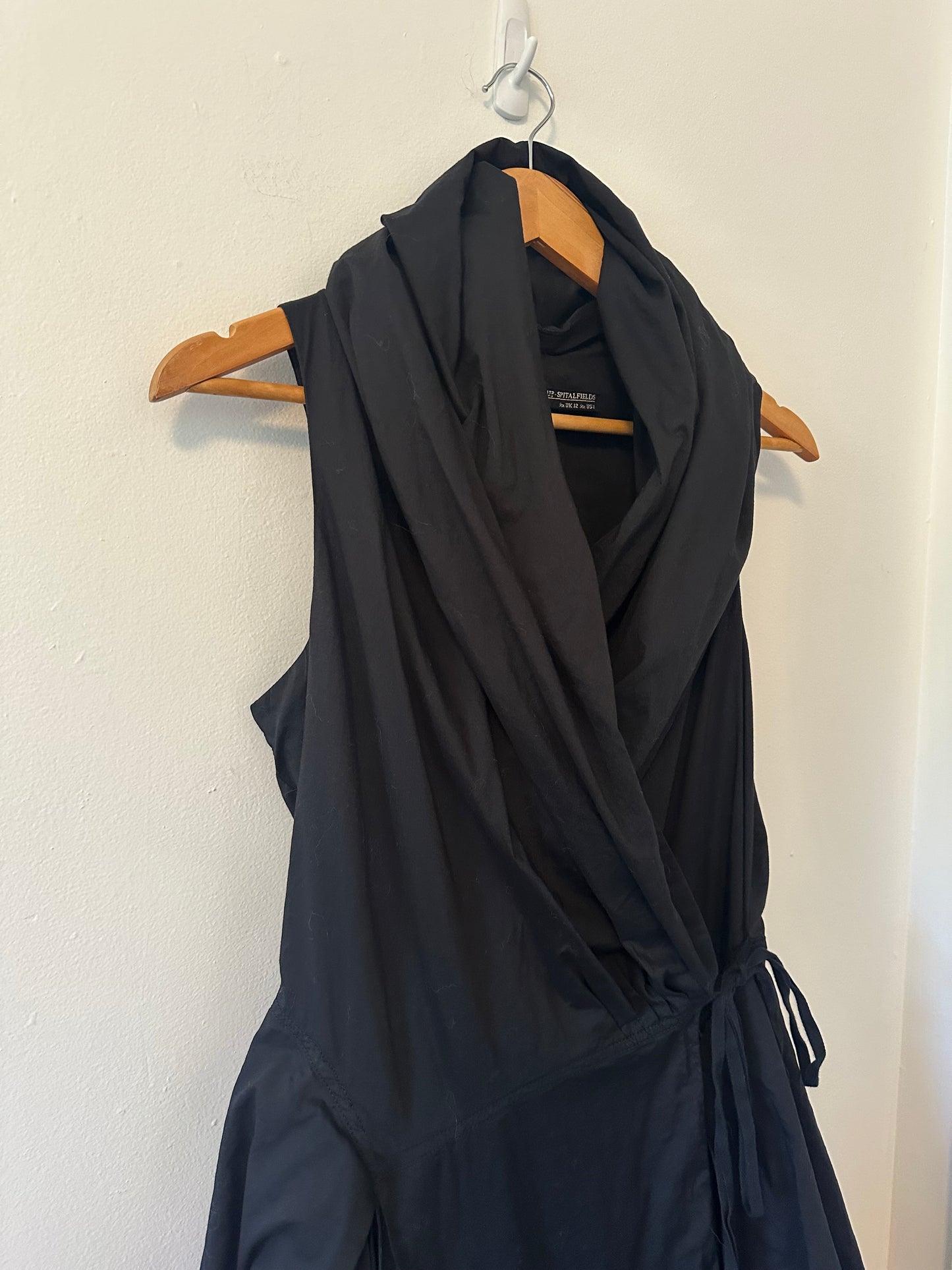 All Saints Black Cowl Neck Sleeveless Bubble Hem Cotton Mini Dress | Size 8